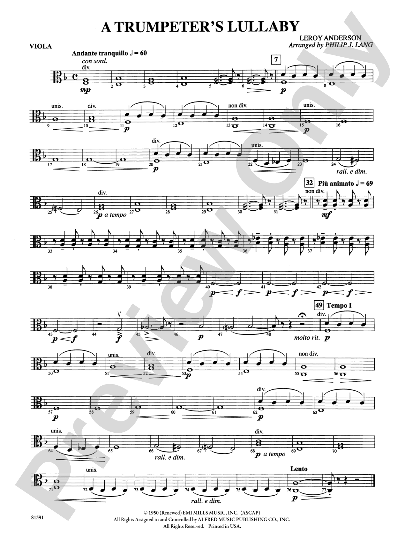Trumpeter's Lullaby: Viola