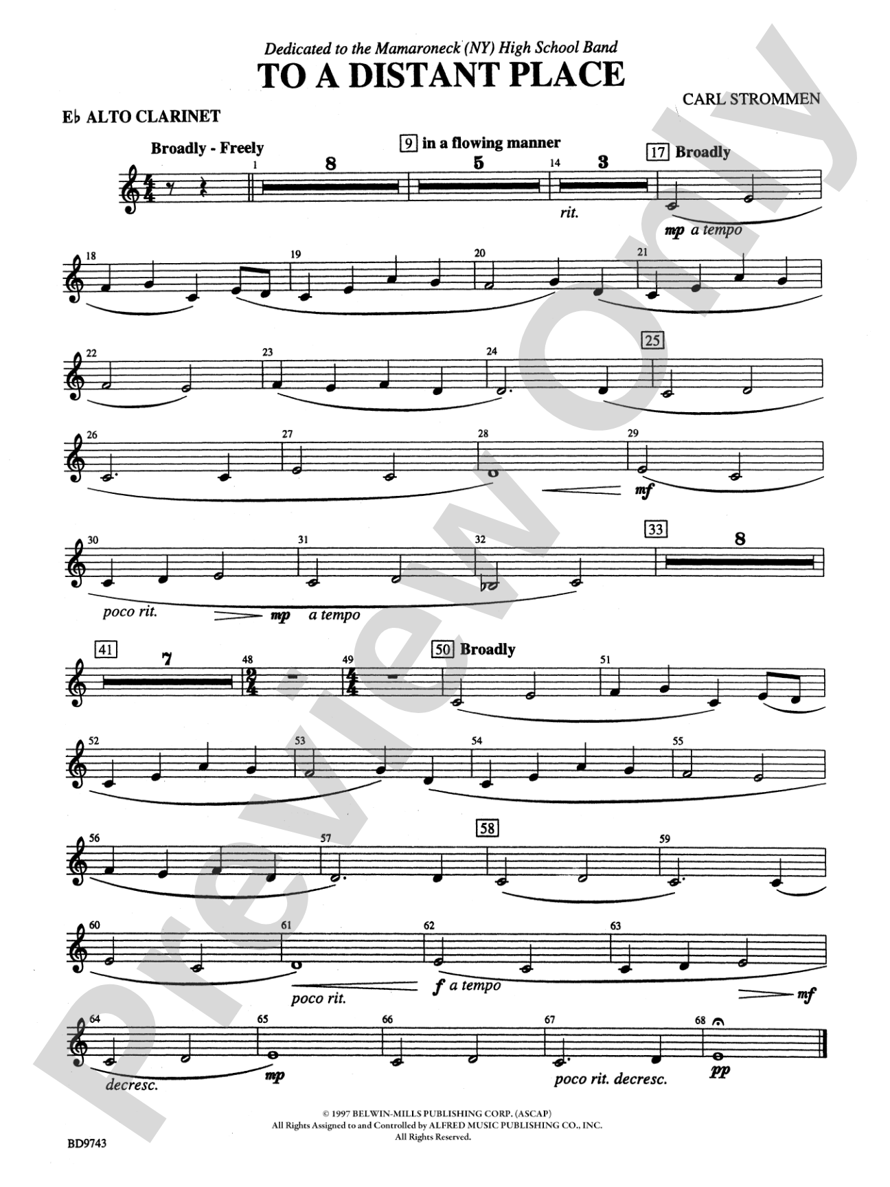 To a Distant Place: E-flat Alto Clarinet