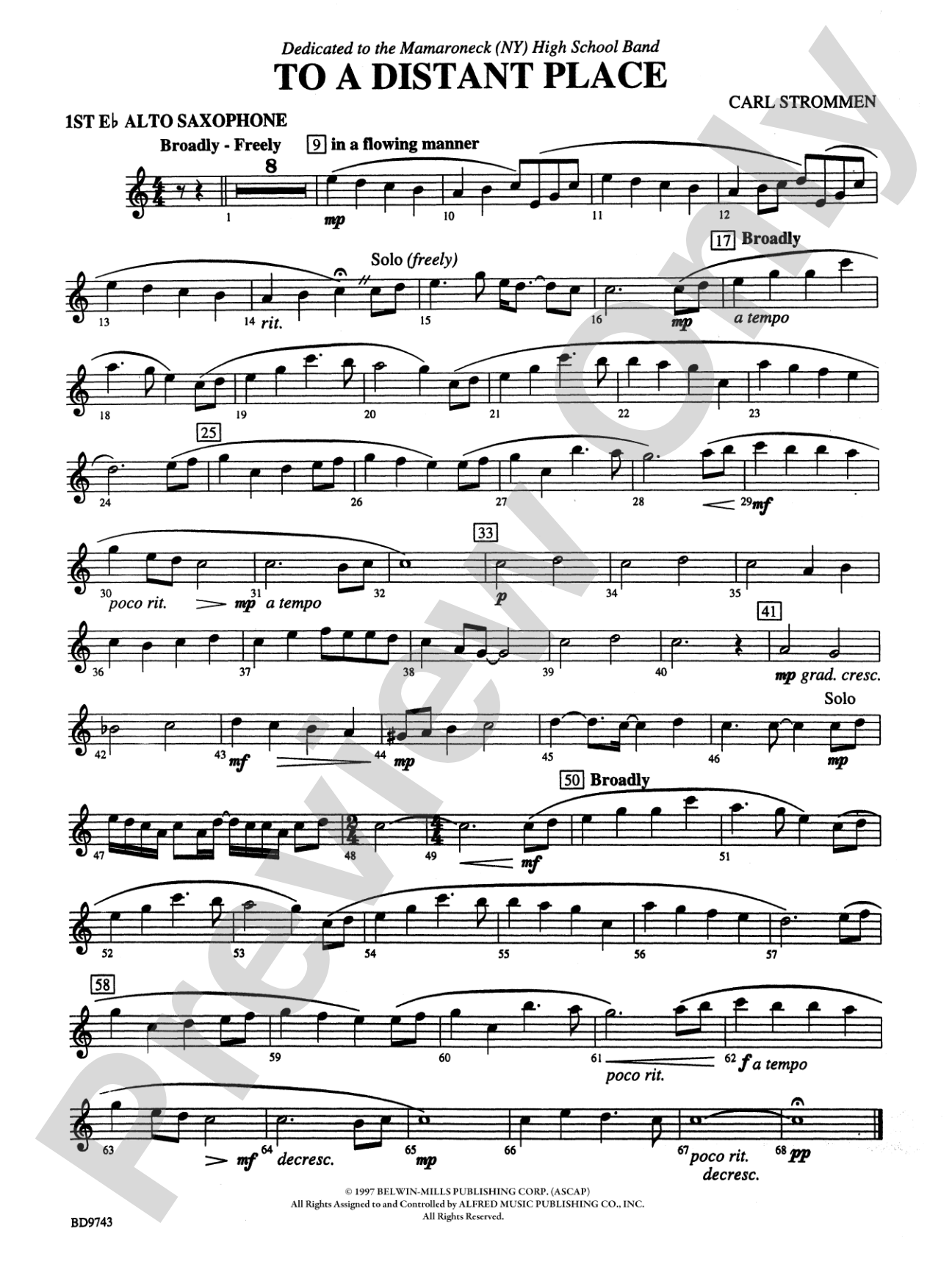 To a Distant Place: E-flat Alto Saxophone