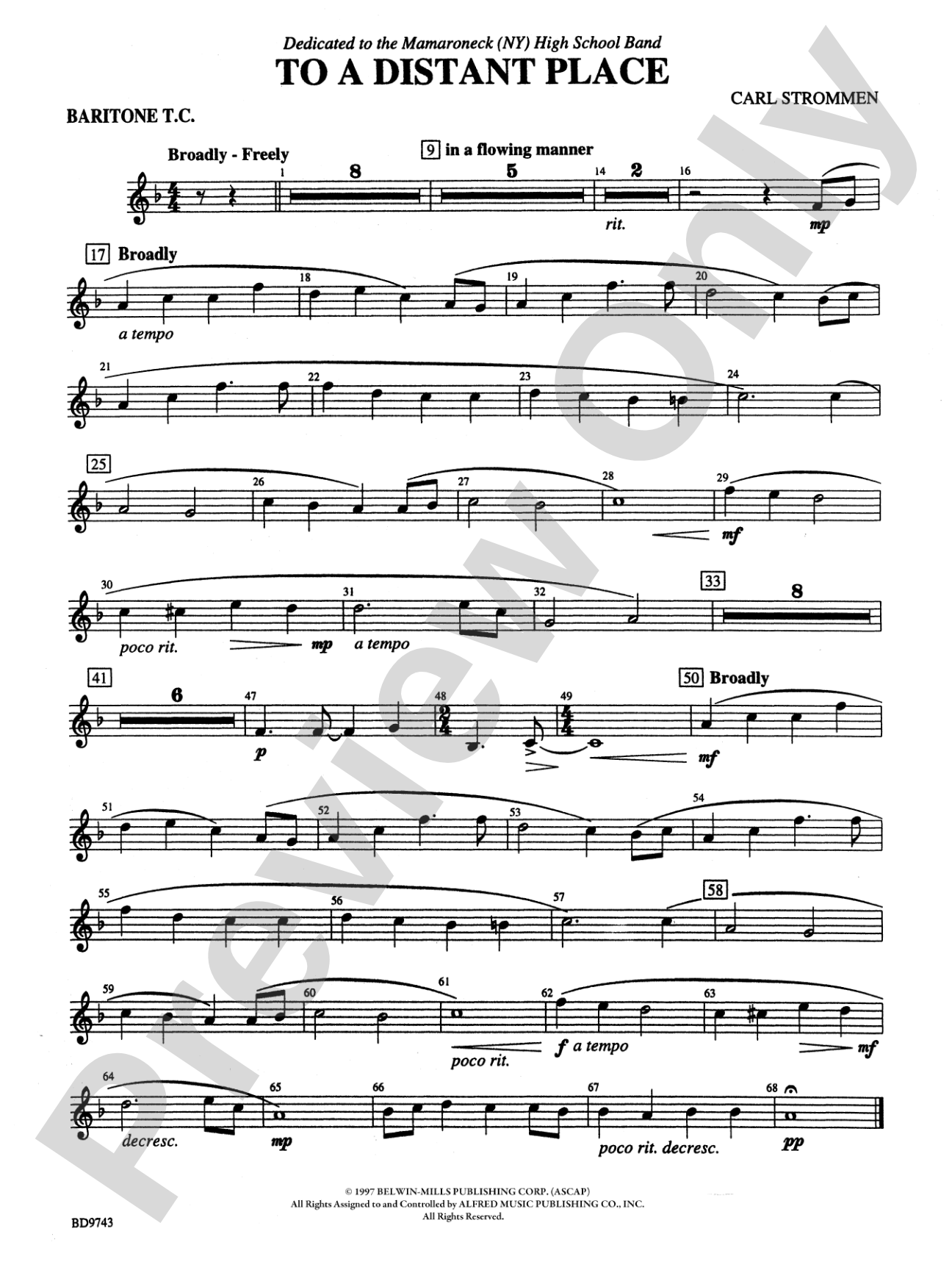 To a Distant Place: Baritone T.C.