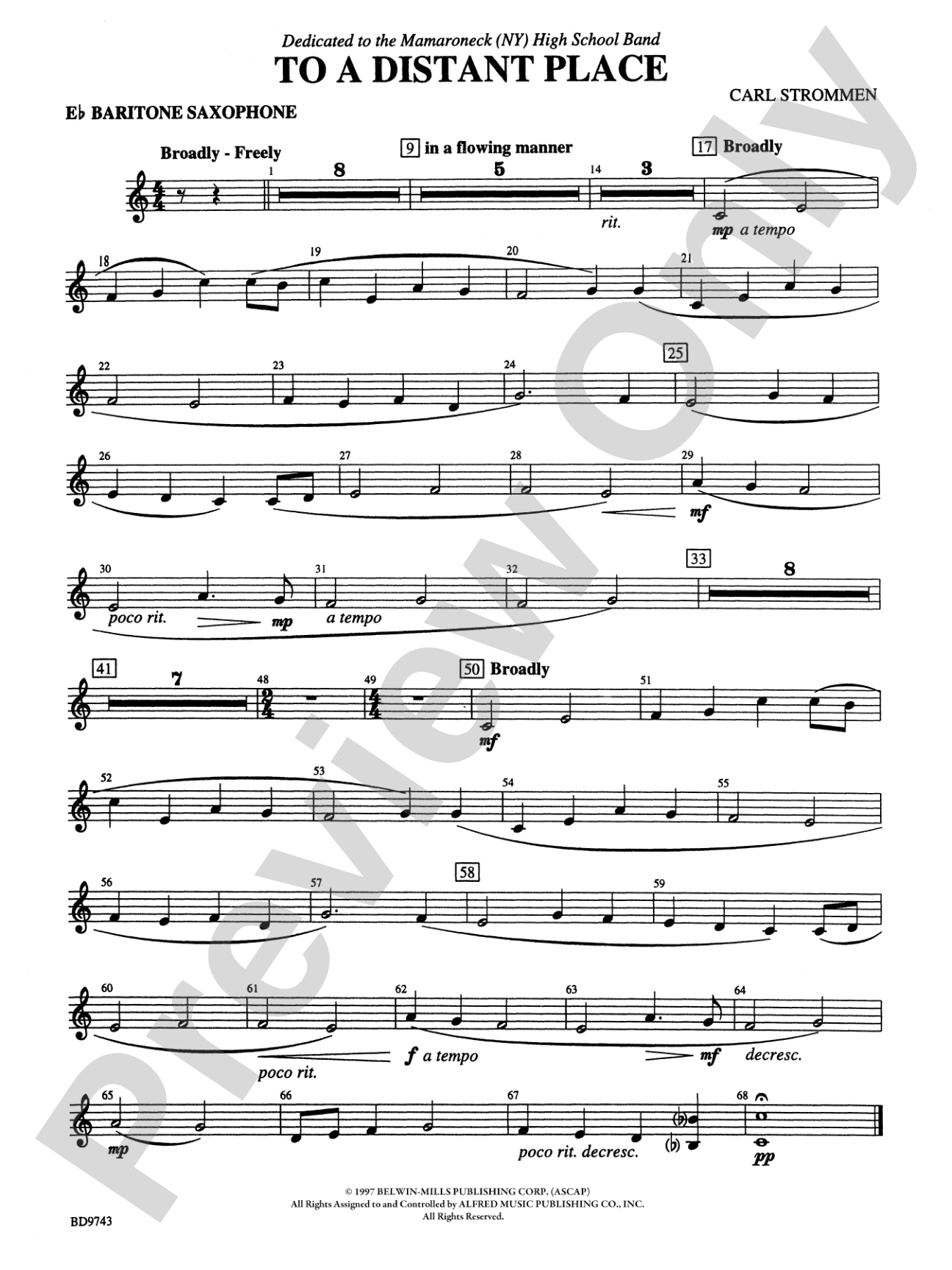 To a Distant Place: E-flat Baritone Saxophone