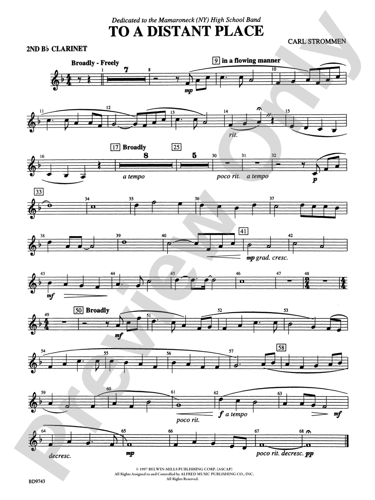 To a Distant Place: 2nd B-flat Clarinet