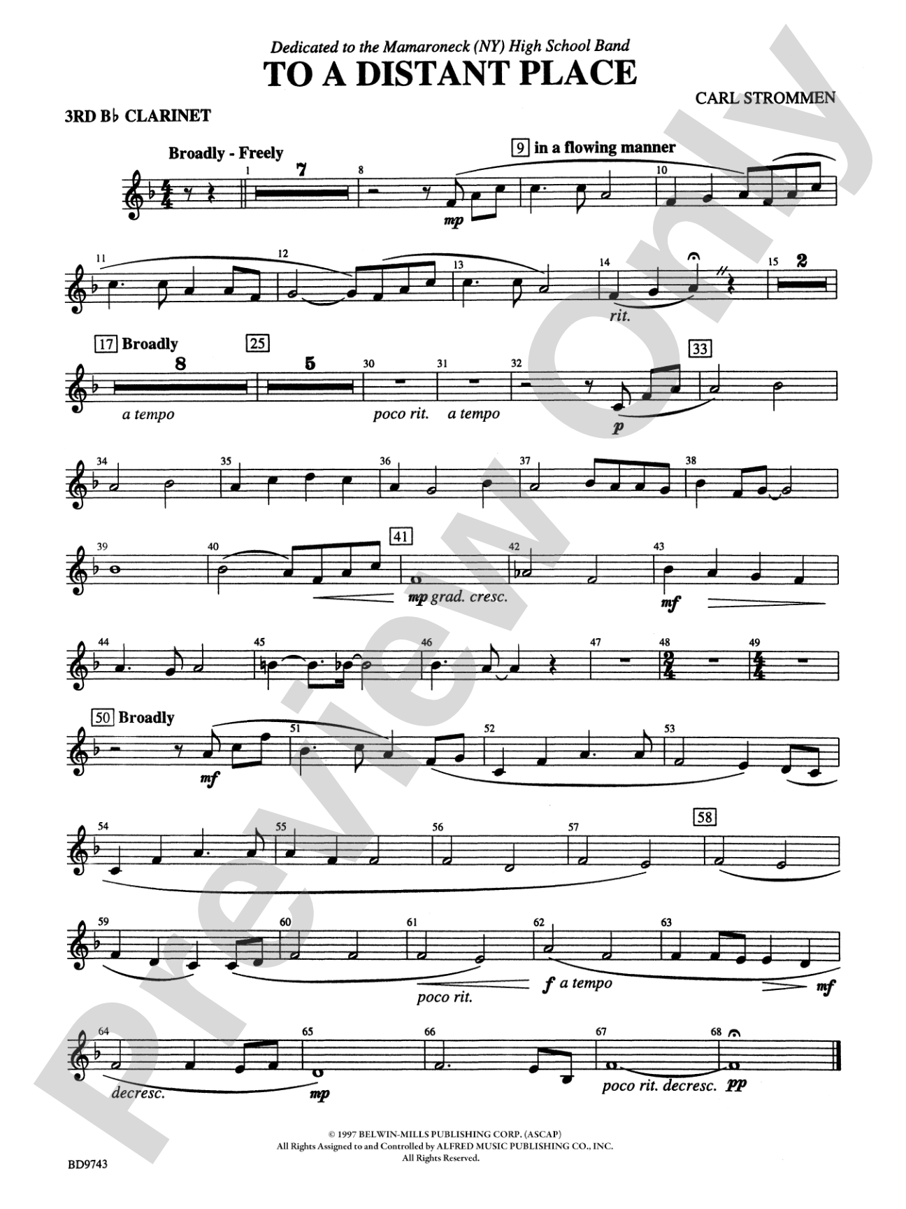 To a Distant Place: 3rd B-flat Clarinet