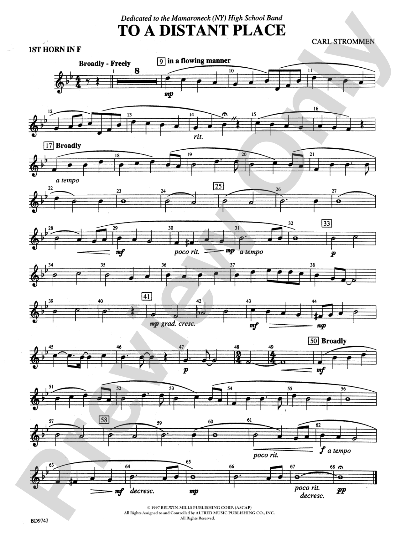 To a Distant Place: 1st F Horn