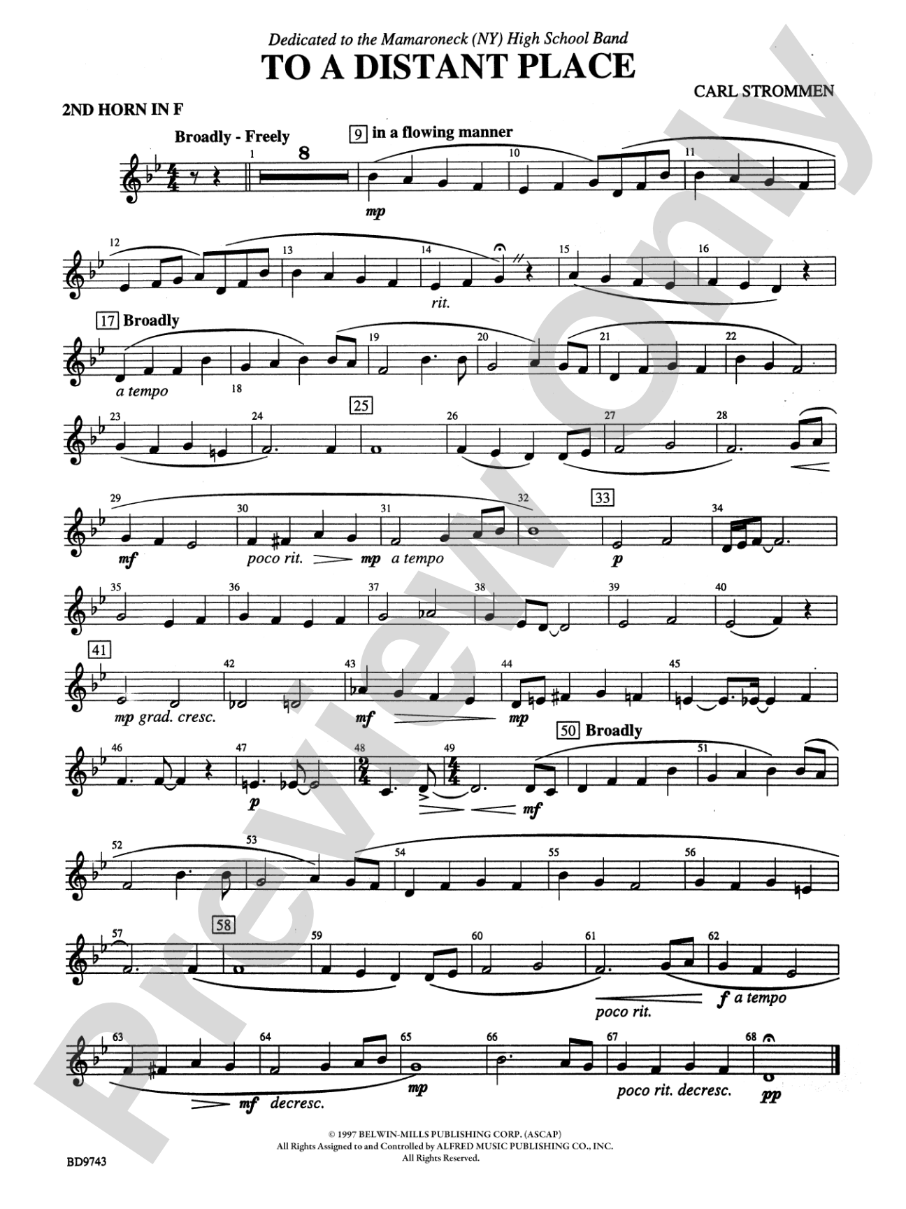 To a Distant Place: 2nd F Horn
