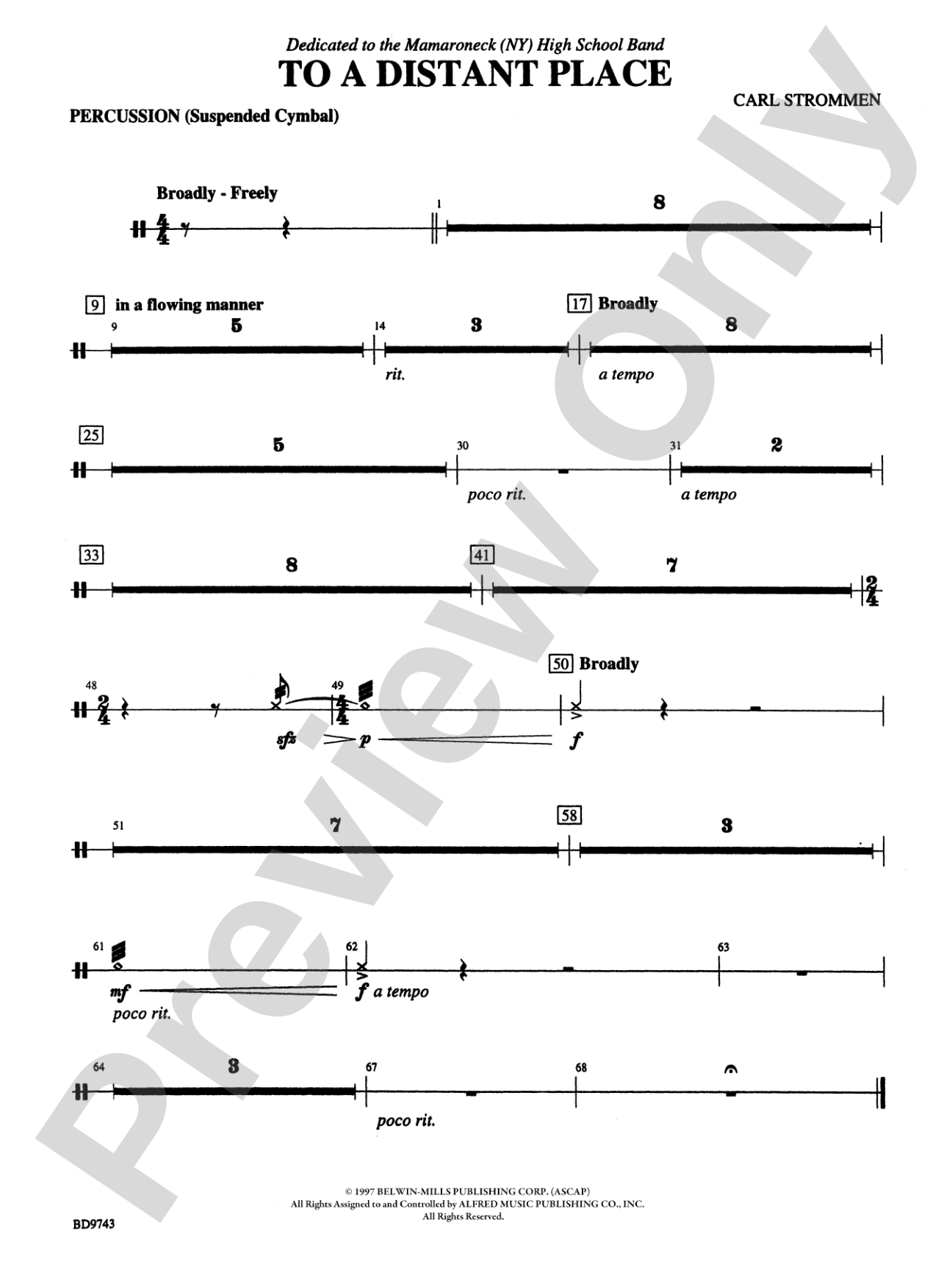 To a Distant Place: 1st Percussion