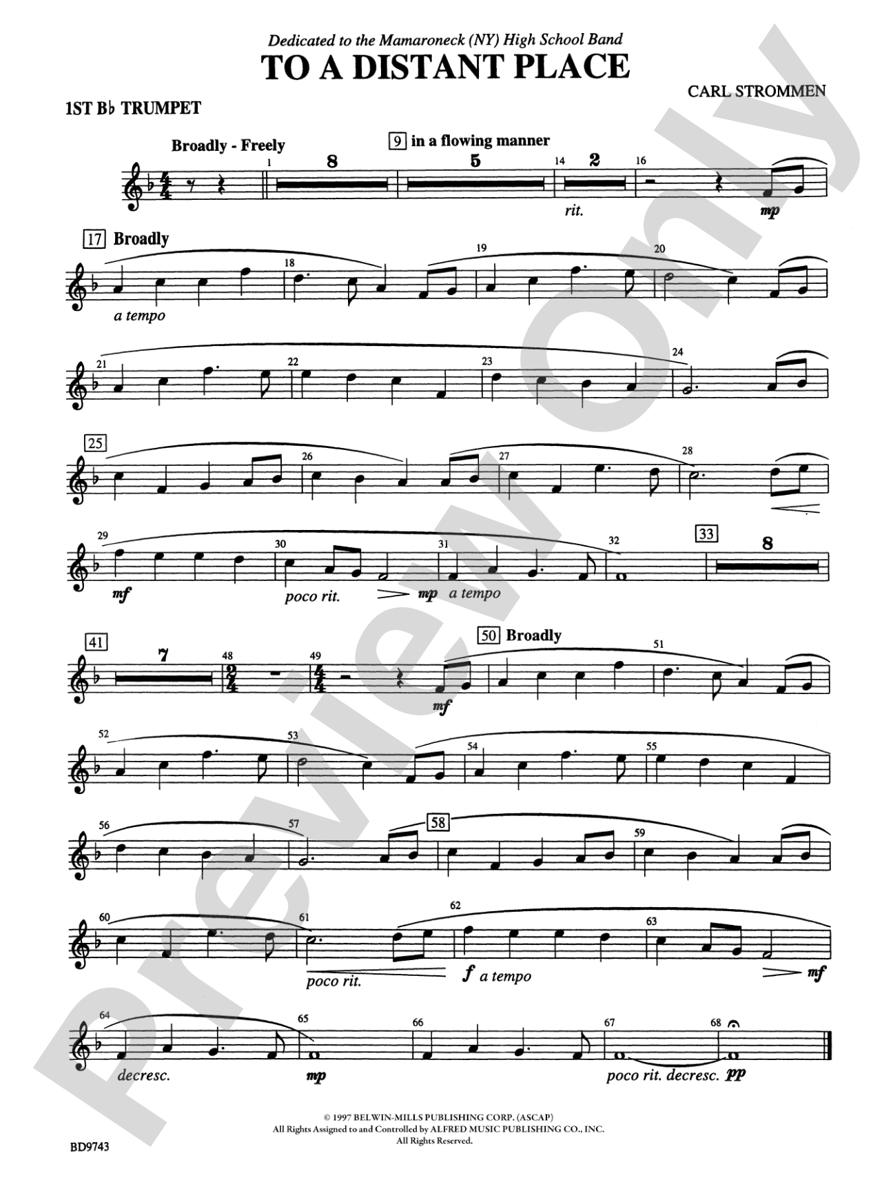 To a Distant Place: 1st B-flat Trumpet