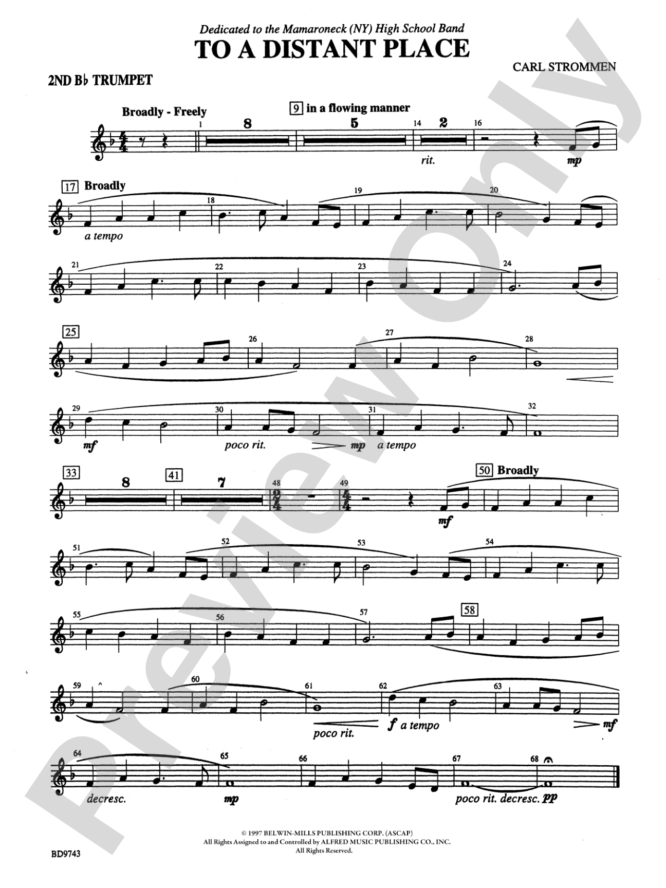 To a Distant Place: 2nd B-flat Trumpet