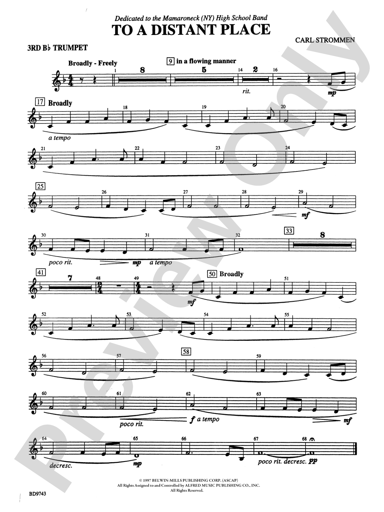 To a Distant Place: 3rd B-flat Trumpet
