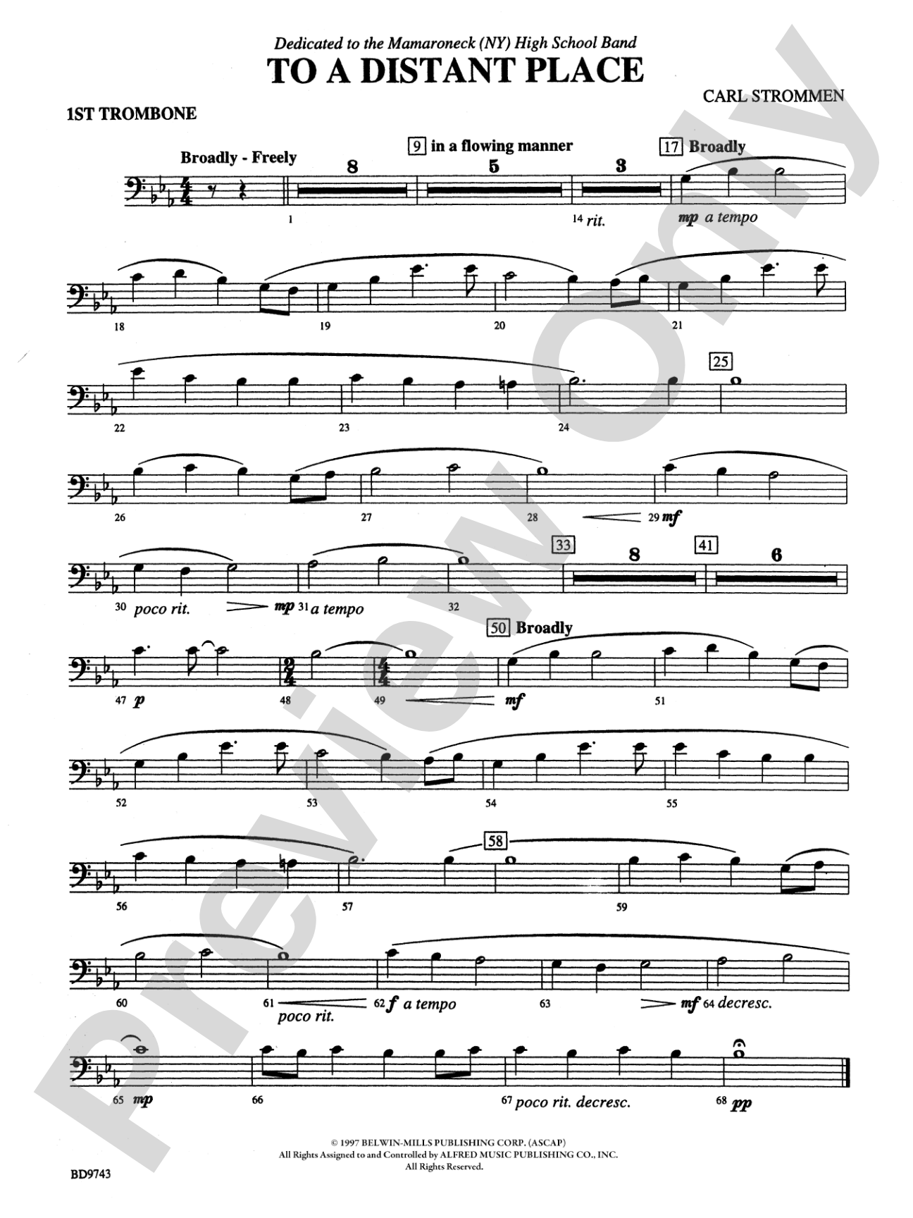 To a Distant Place: 1st Trombone