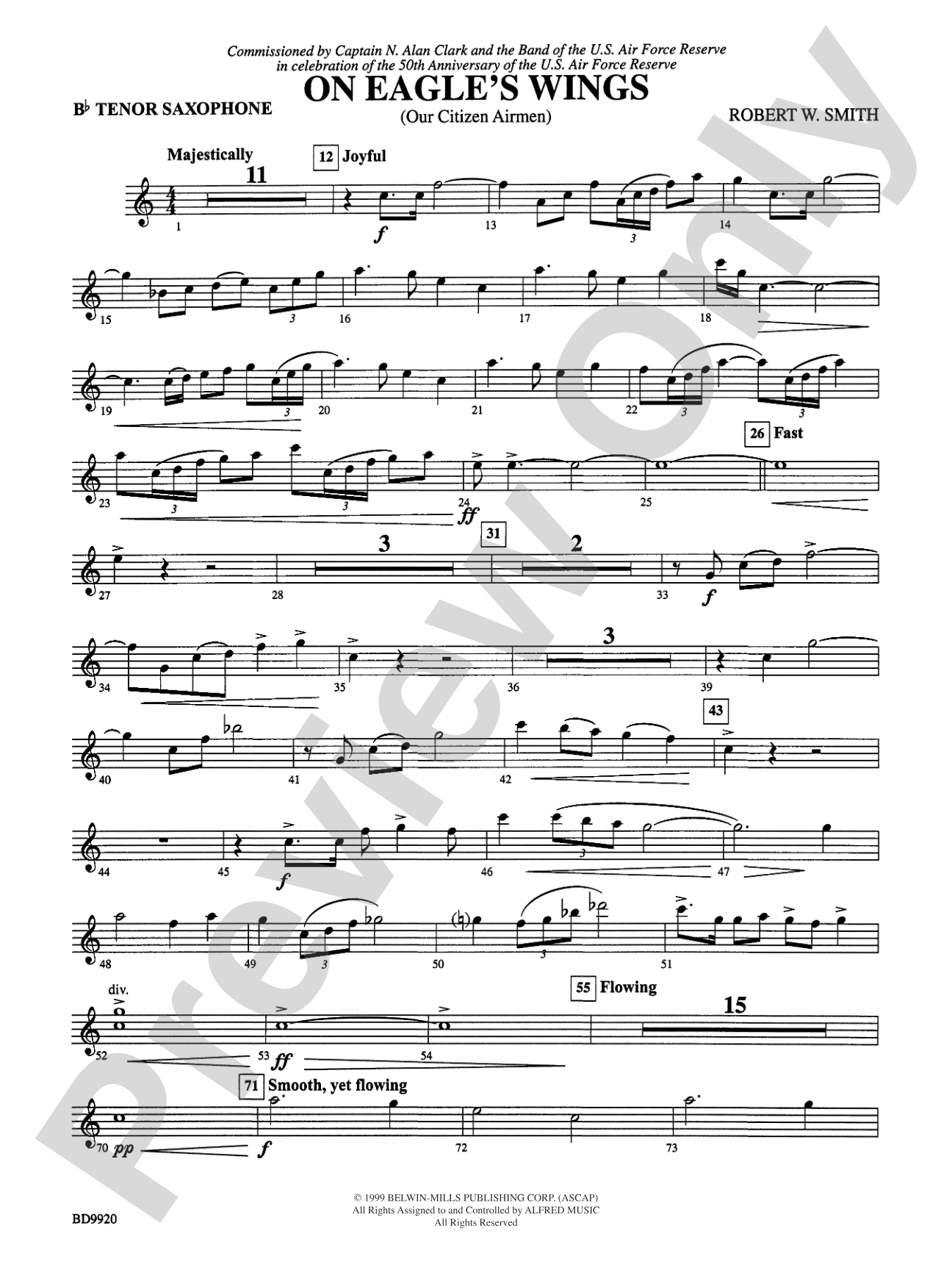 On Eagle's Wings: B-flat Tenor Saxophone