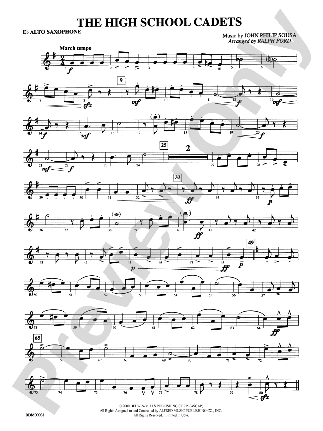 The High School Cadets: E-flat Alto Saxophone