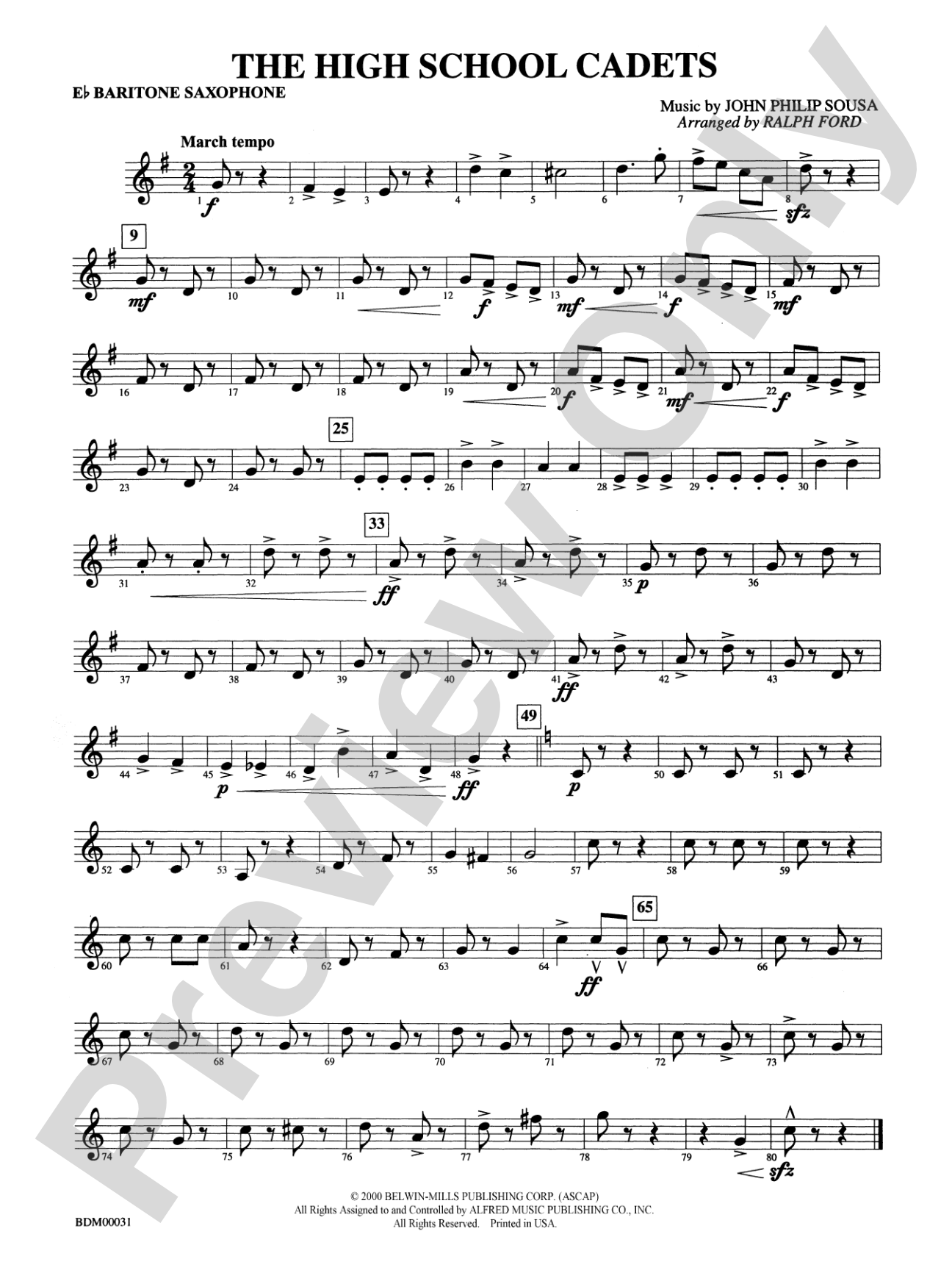 The High School Cadets: E-flat Baritone Saxophone