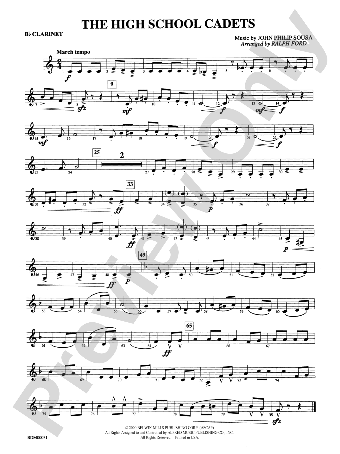 The High School Cadets: 1st B-flat Clarinet