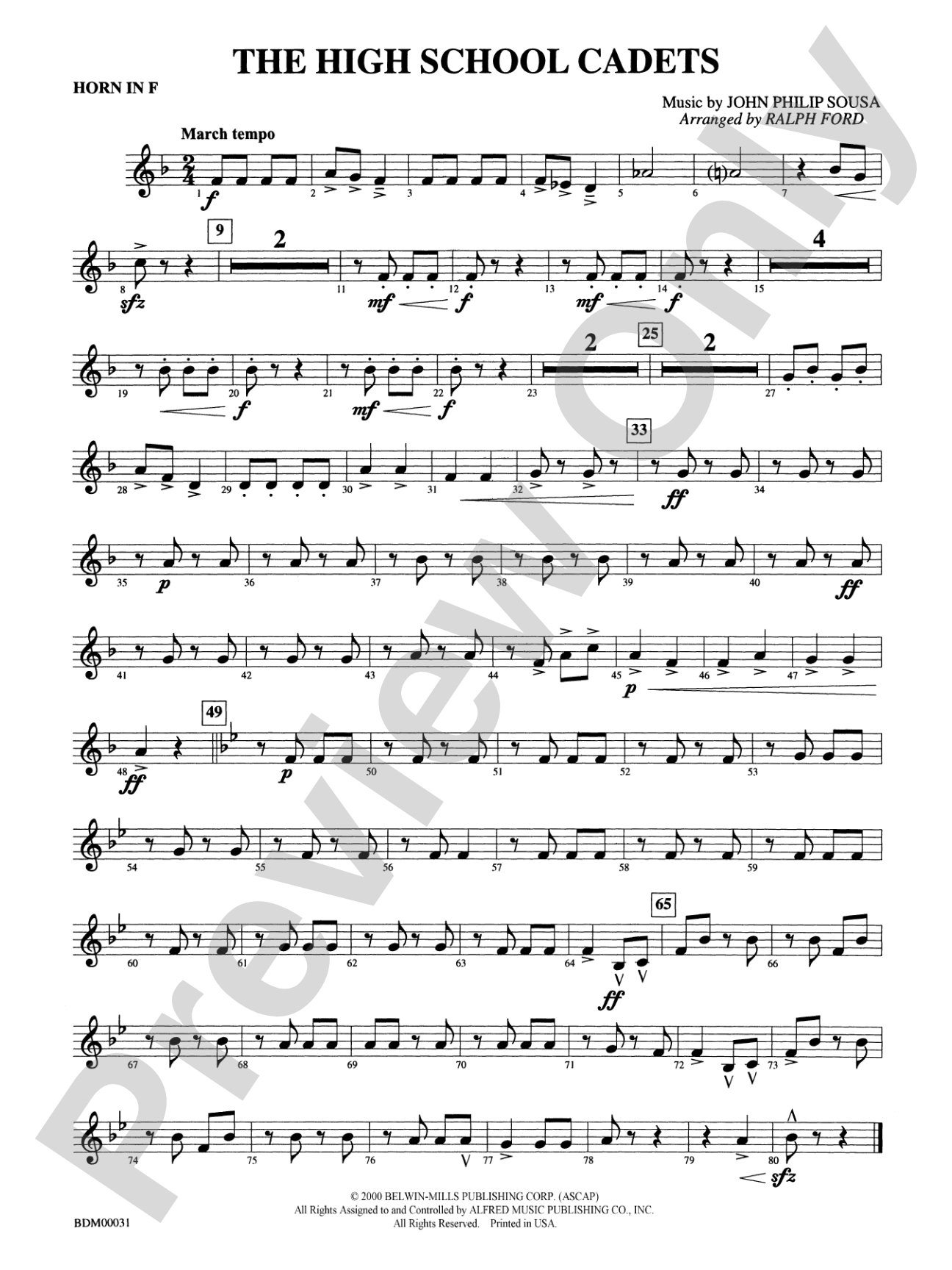 The High School Cadets: 1st F Horn