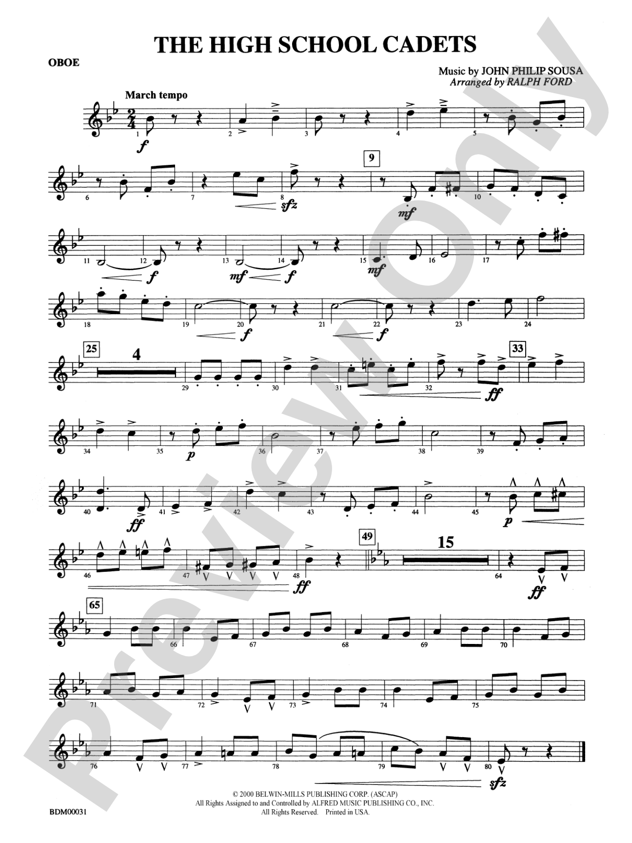 The High School Cadets: Oboe