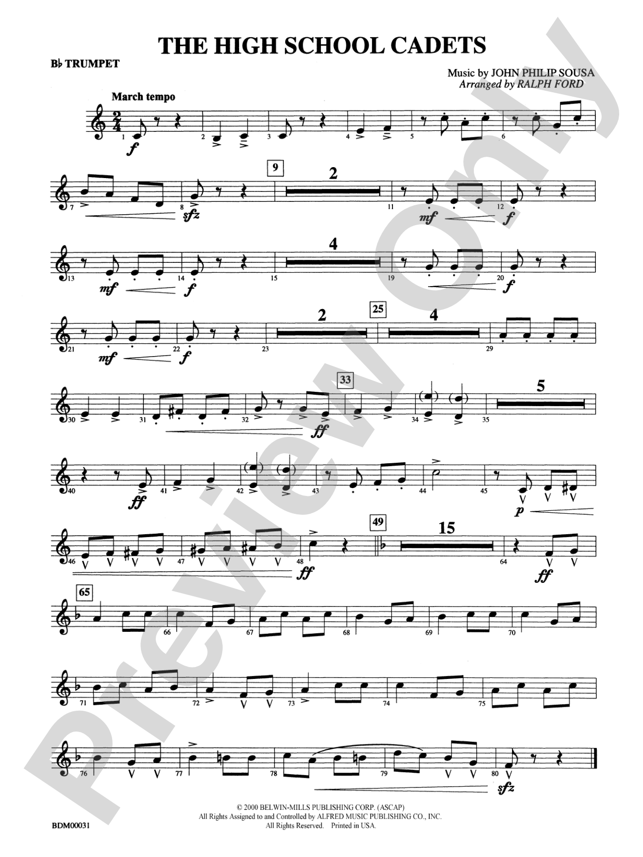 The High School Cadets: 1st B-flat Trumpet