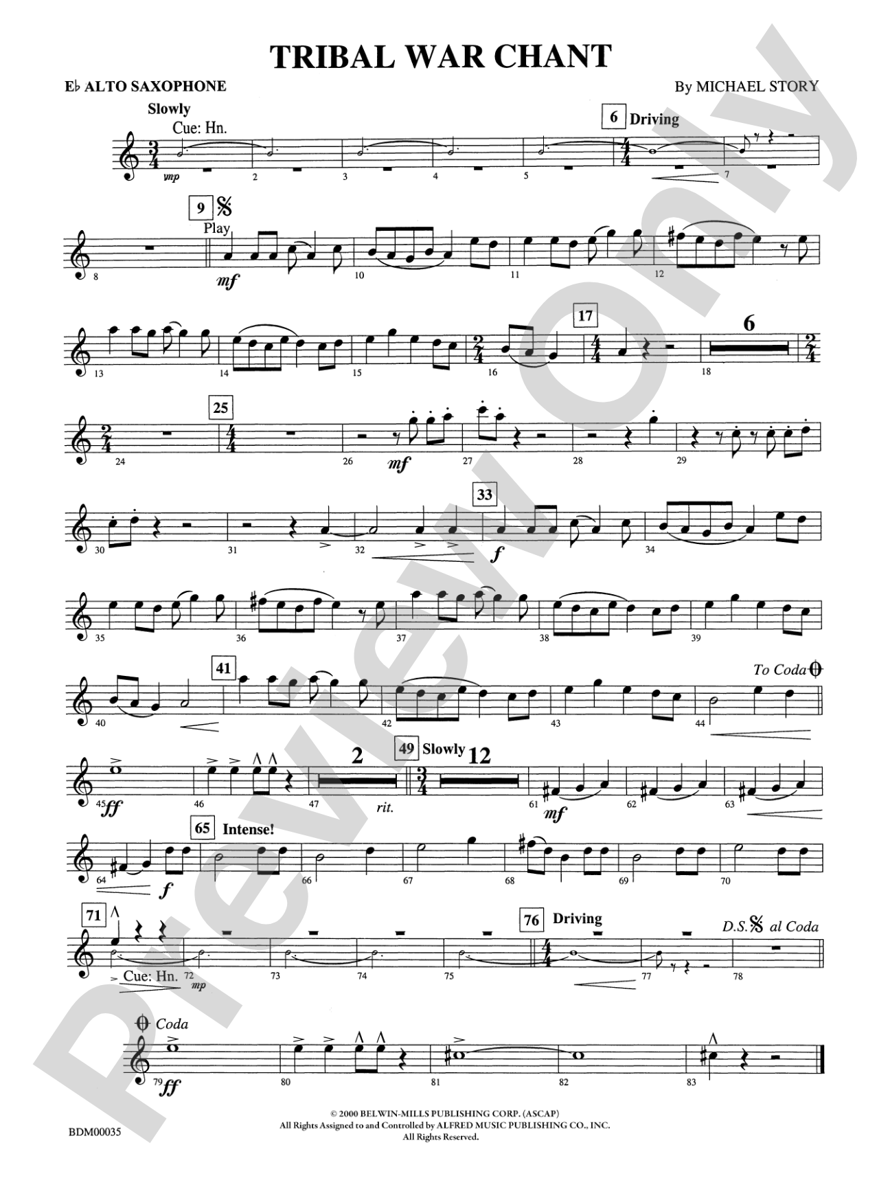 Tribal War Chant: E-flat Alto Saxophone
