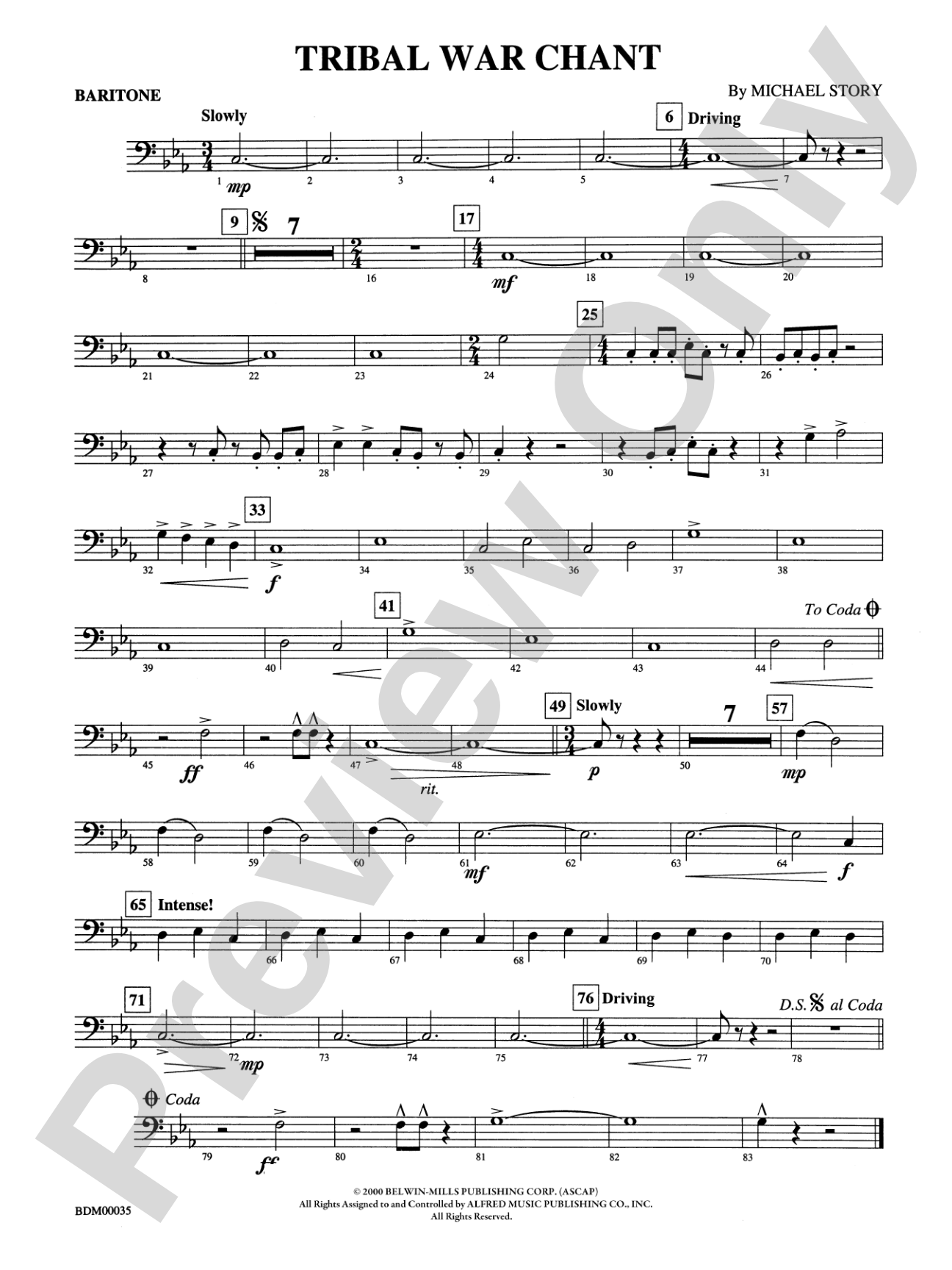 Tribal War Chant: Baritone B.C.