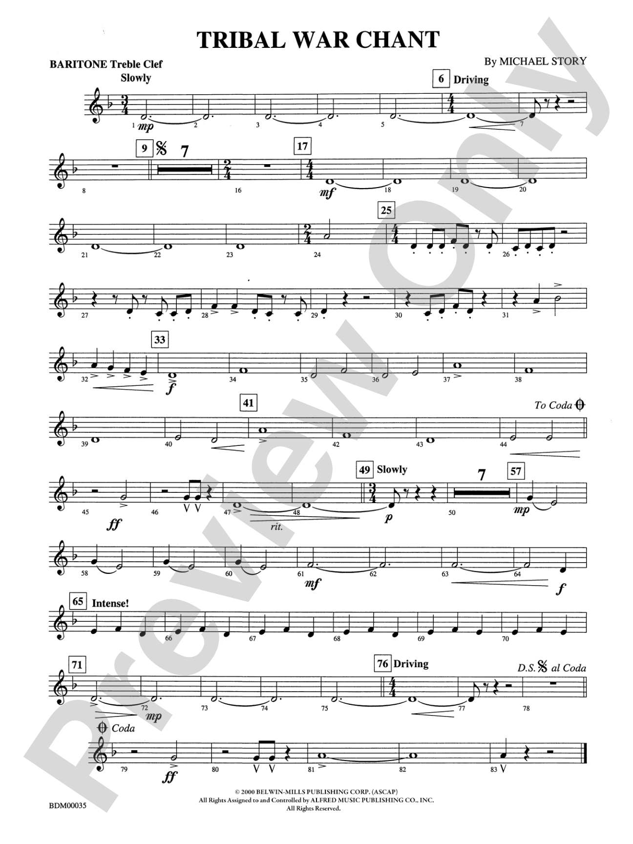 Tribal War Chant: Baritone T.C.