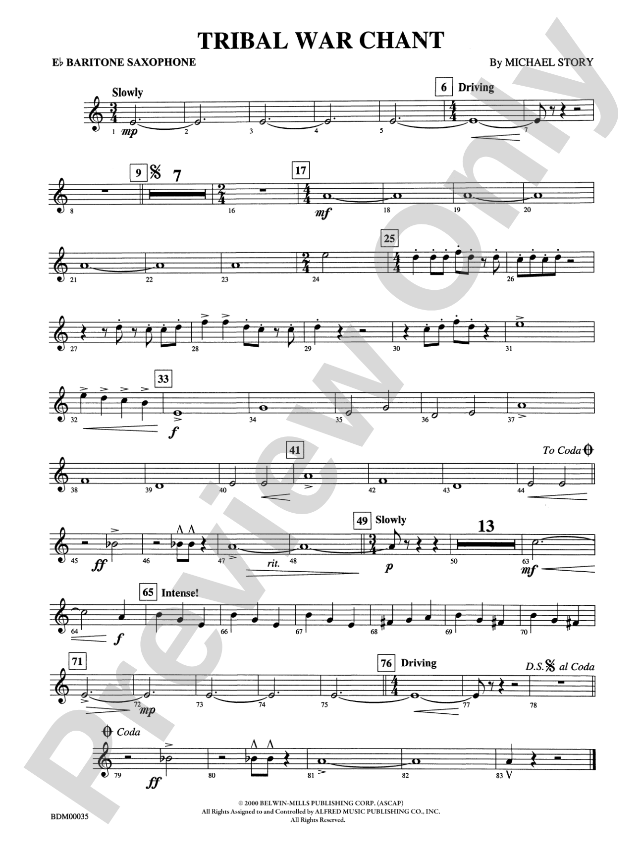 Tribal War Chant: E-flat Baritone Saxophone