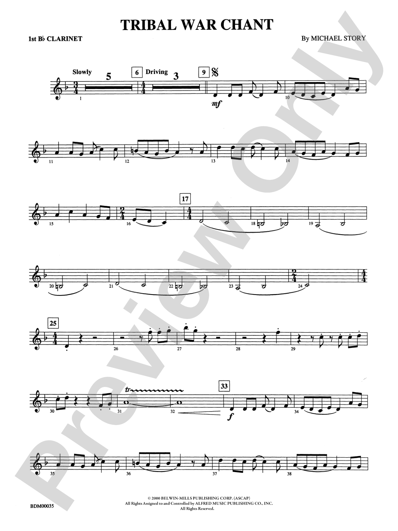 Tribal War Chant: 1st B-flat Clarinet