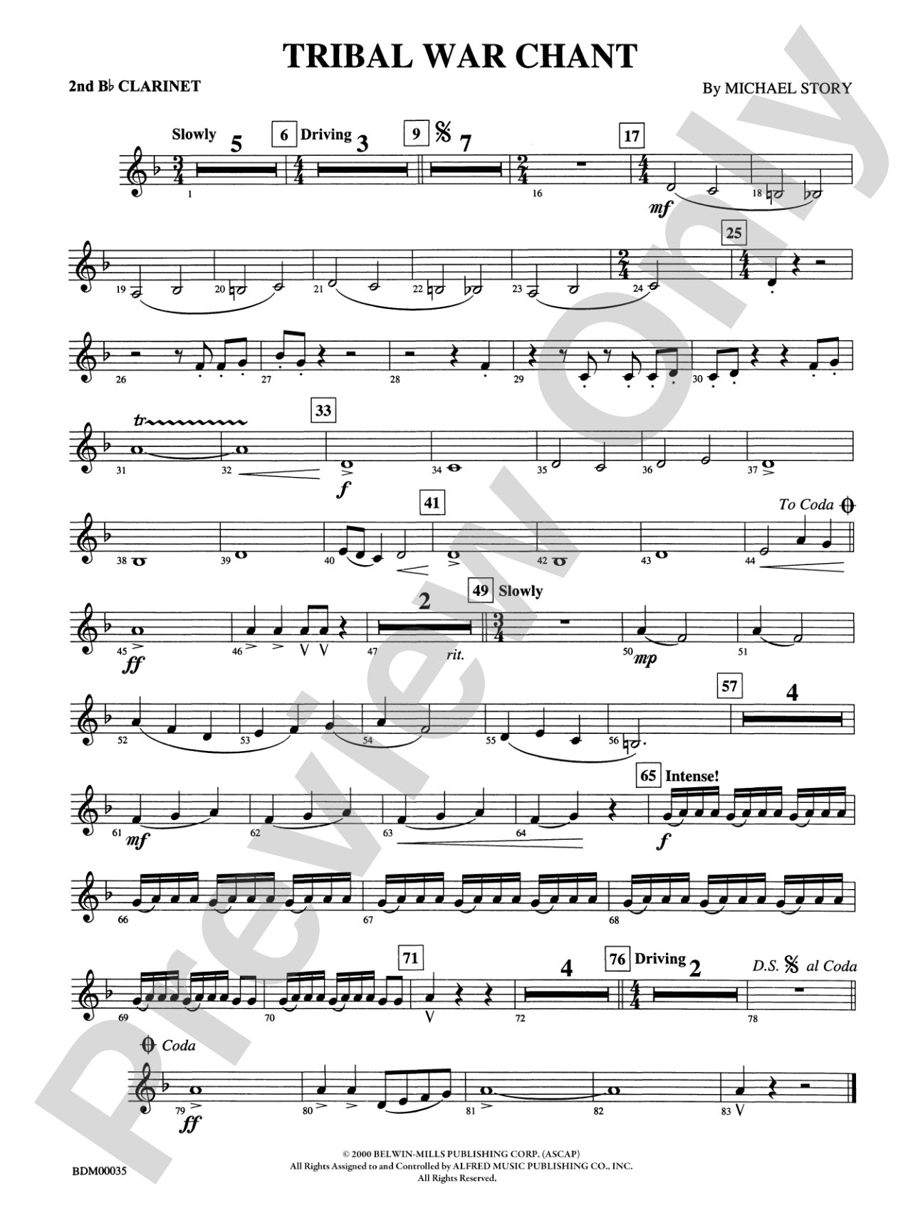 Tribal War Chant: 2nd B-flat Clarinet