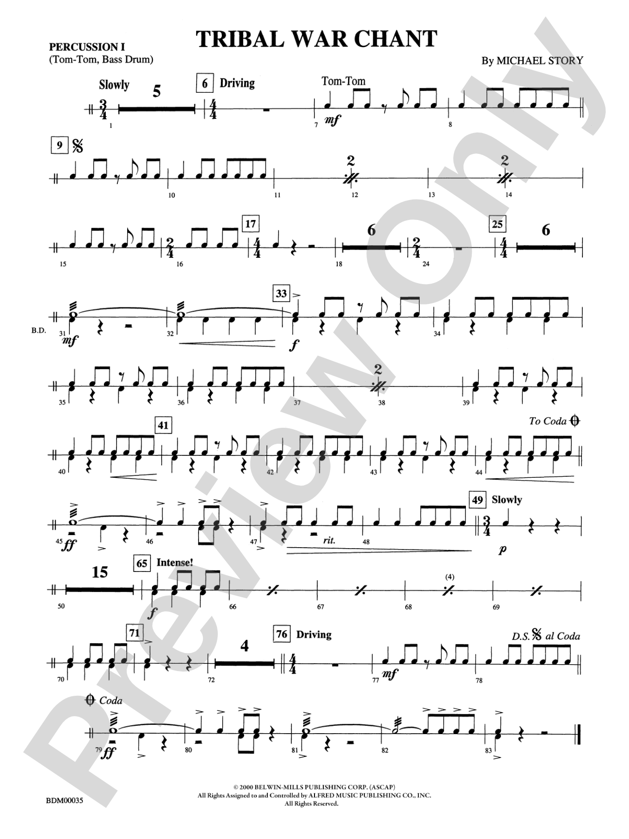 Tribal War Chant: 1st Percussion