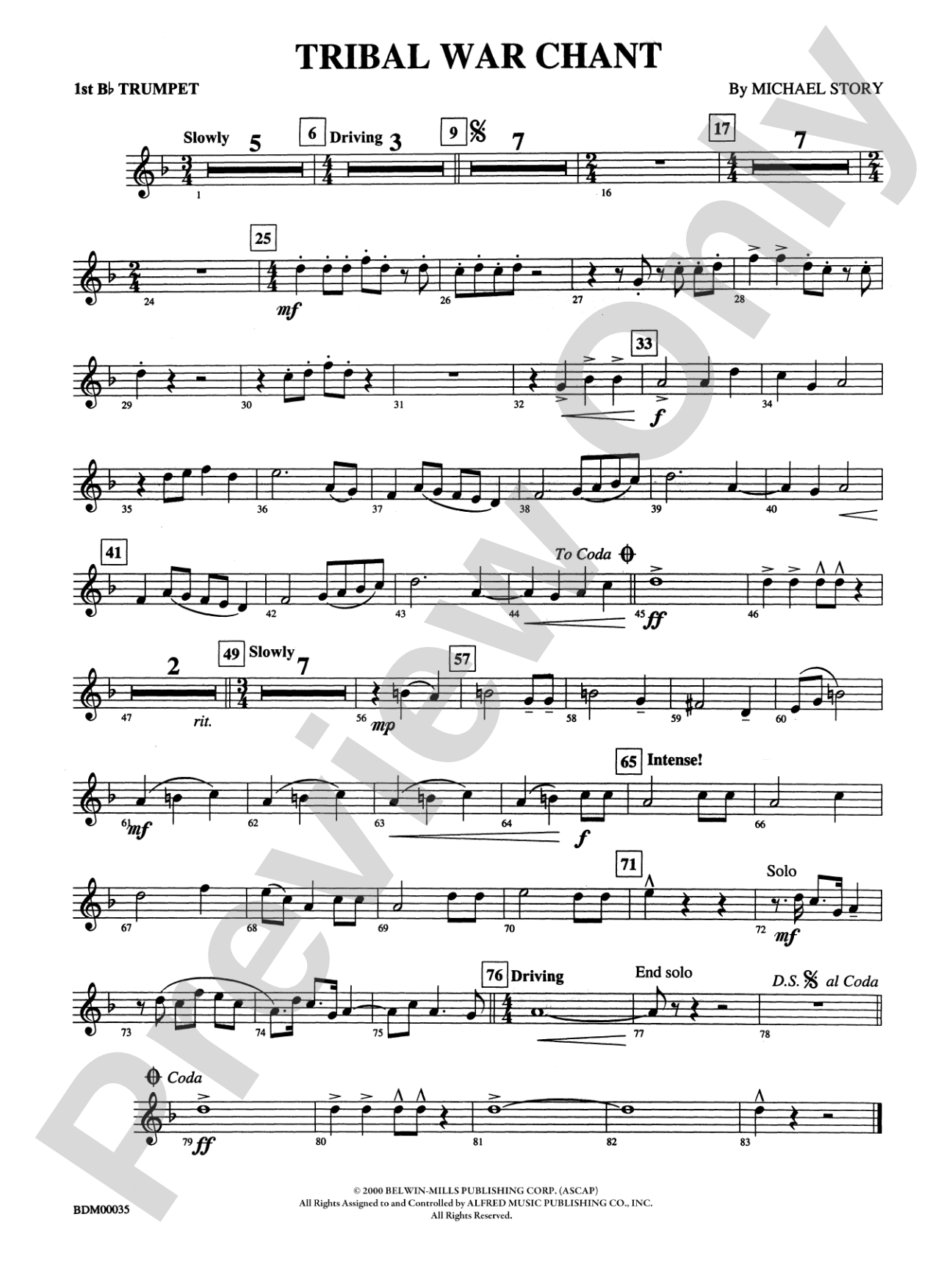 Tribal War Chant: 1st B-flat Trumpet