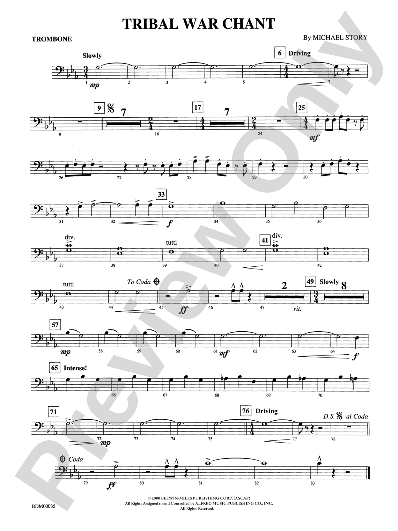Tribal War Chant: 1st Trombone