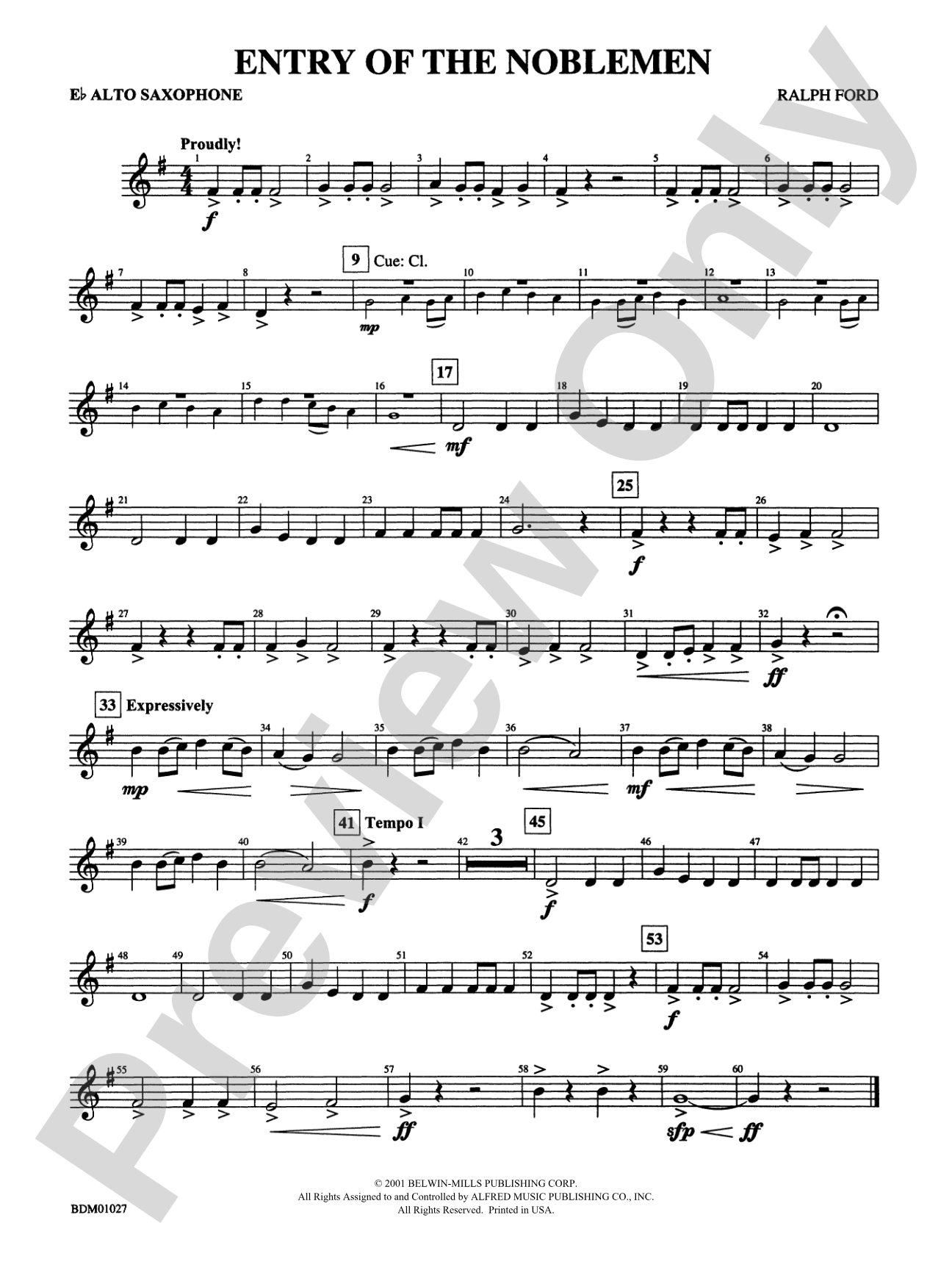 Entry of the Noblemen: E-flat Alto Saxophone