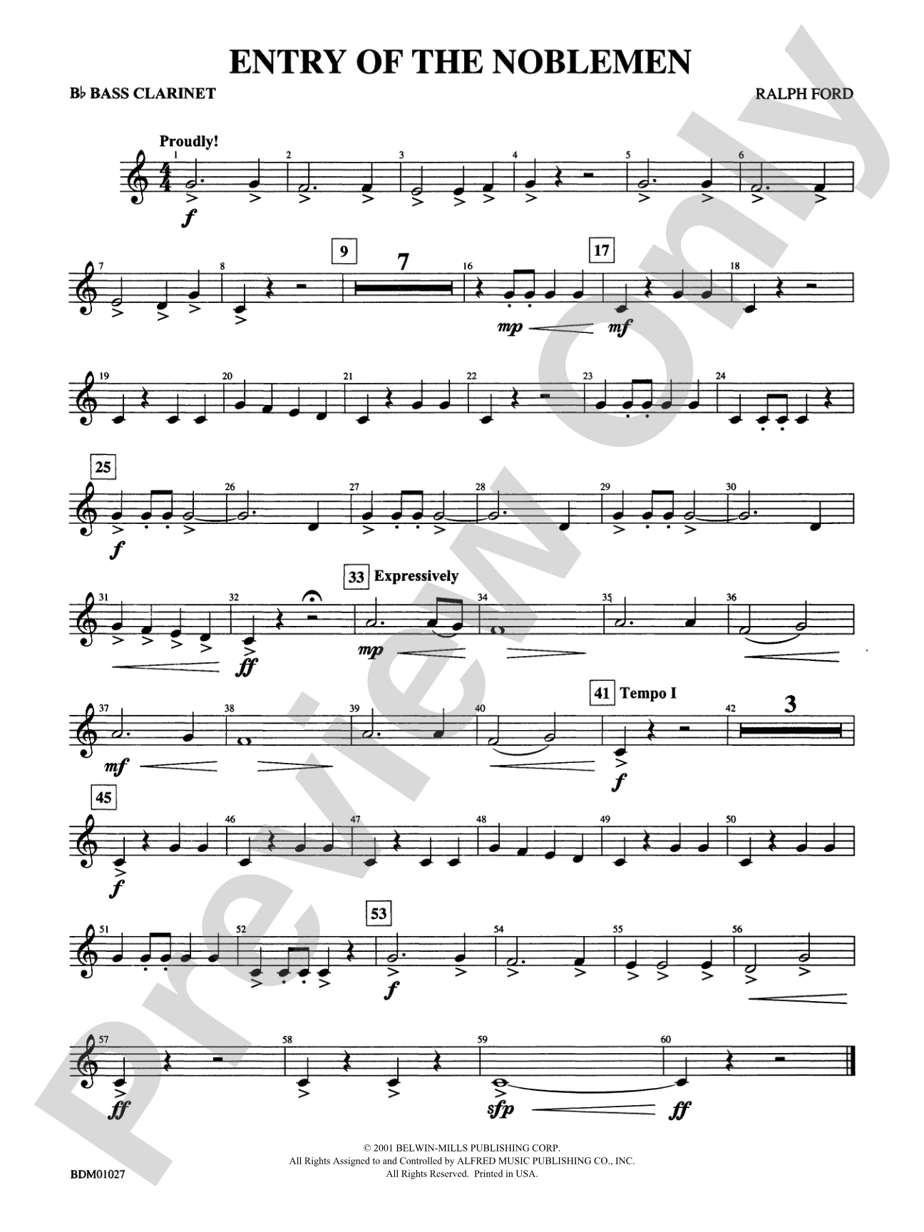 Entry of the Noblemen: B-flat Bass Clarinet