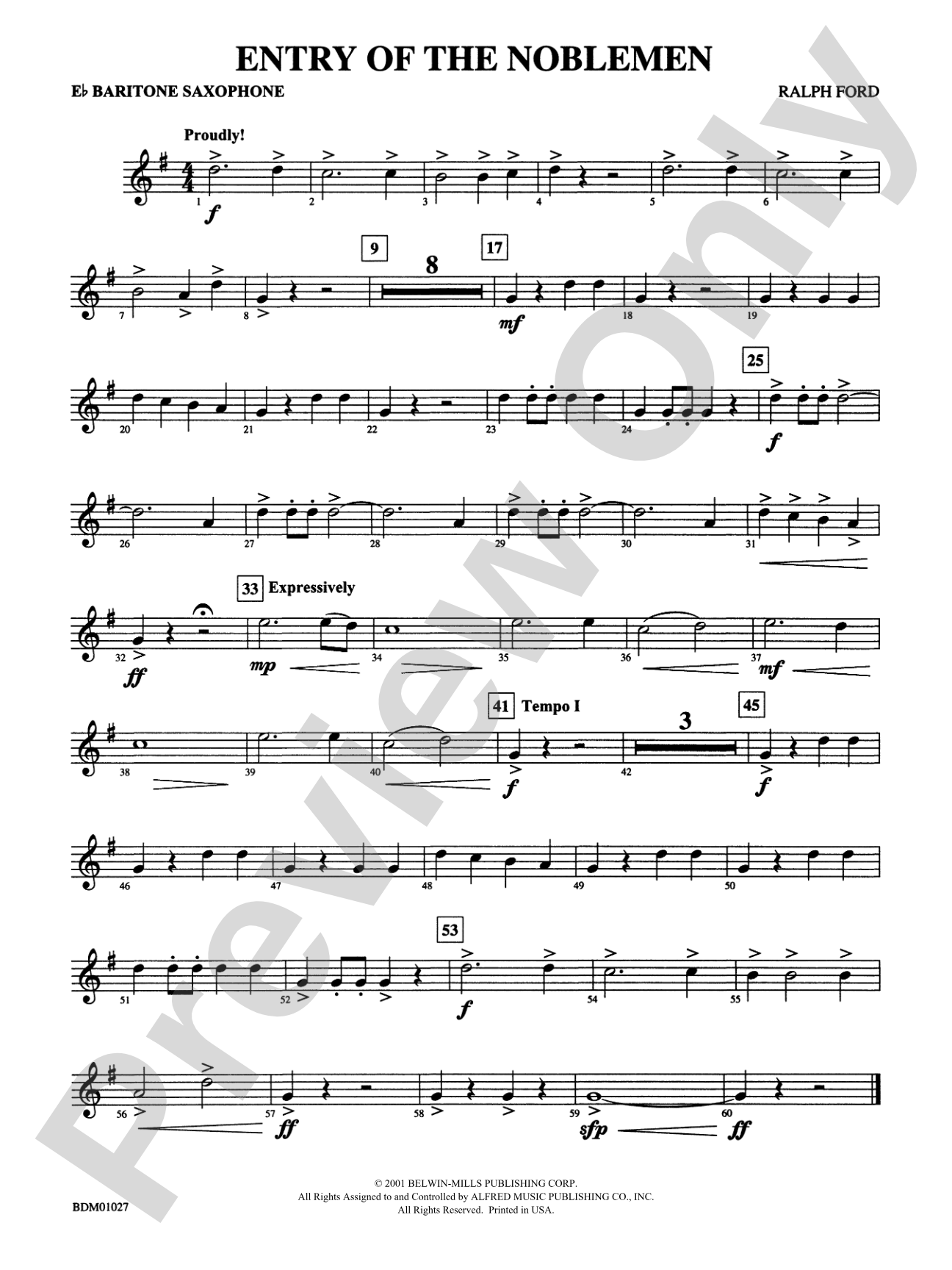Entry of the Noblemen: E-flat Baritone Saxophone
