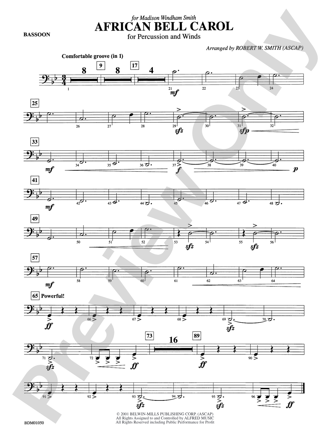 African Bell Carol (for Percussion and Winds): Bassoon