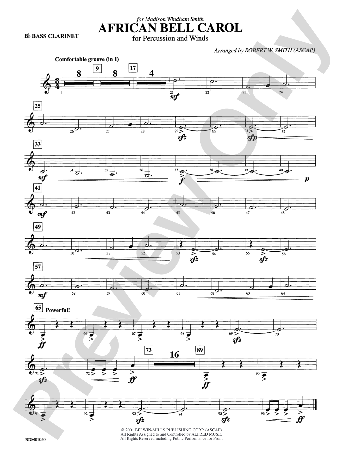 African Bell Carol (for Percussion and Winds): B-flat Bass Clarinet