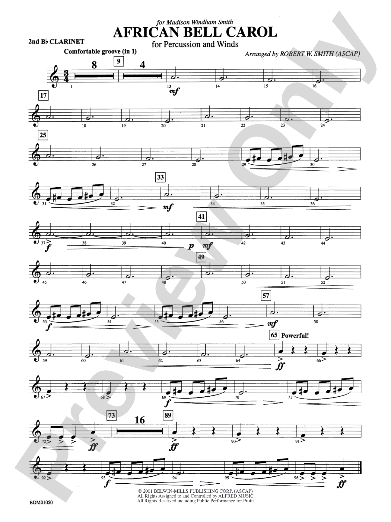 African Bell Carol (for Percussion and Winds): 2nd B-flat Clarinet
