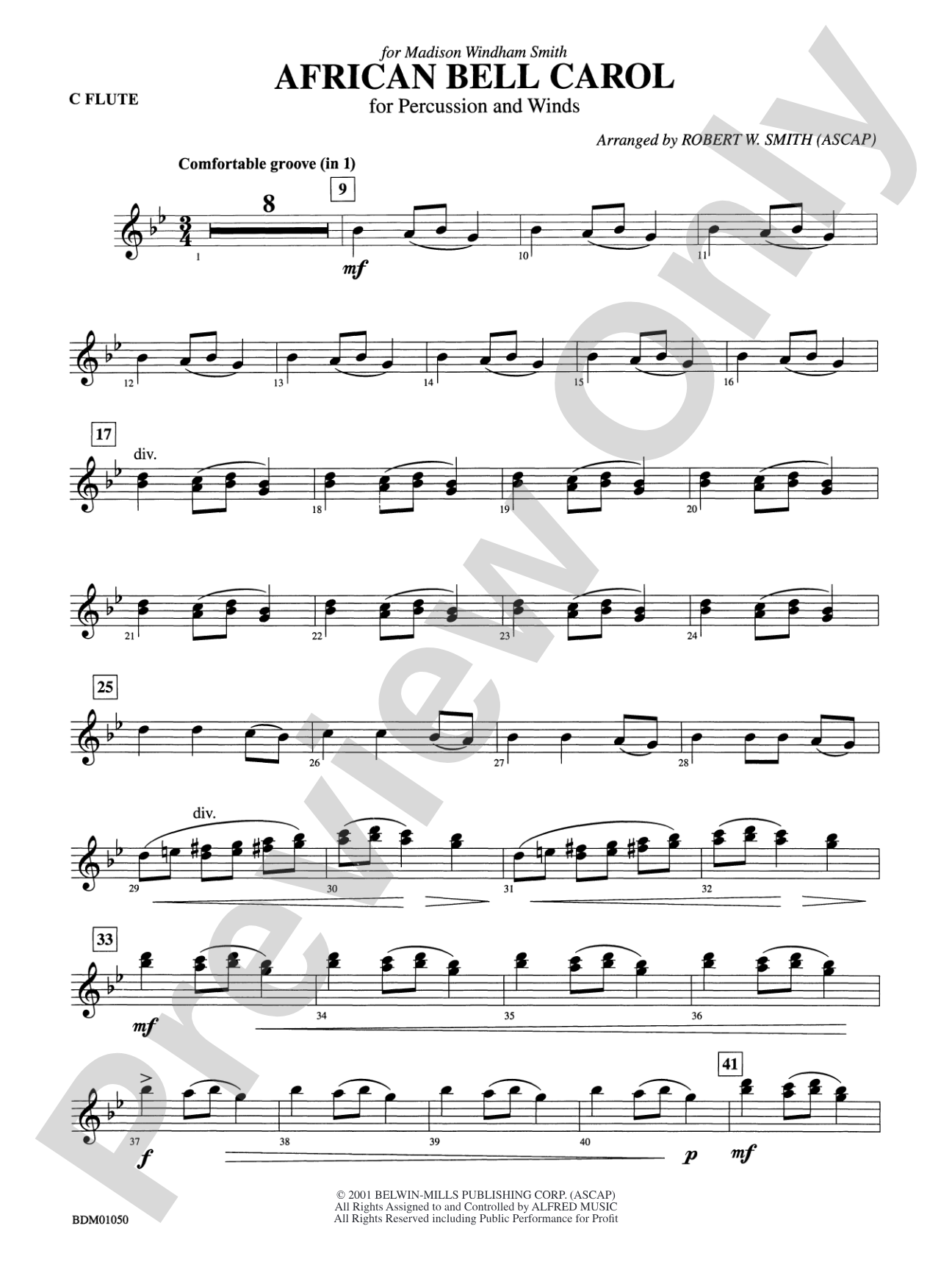 African Bell Carol (for Percussion and Winds): Flute