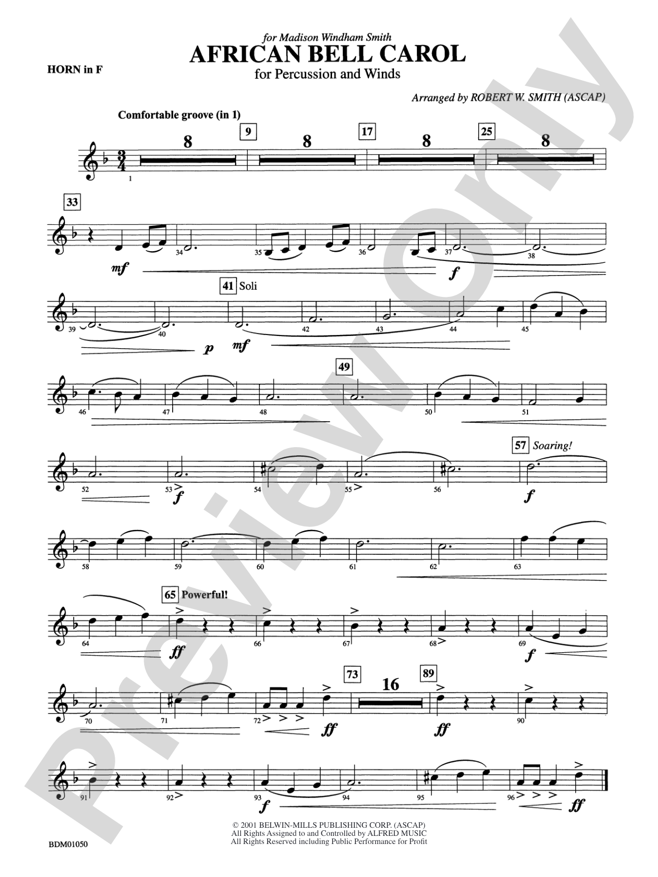 African Bell Carol (for Percussion and Winds): 1st F Horn