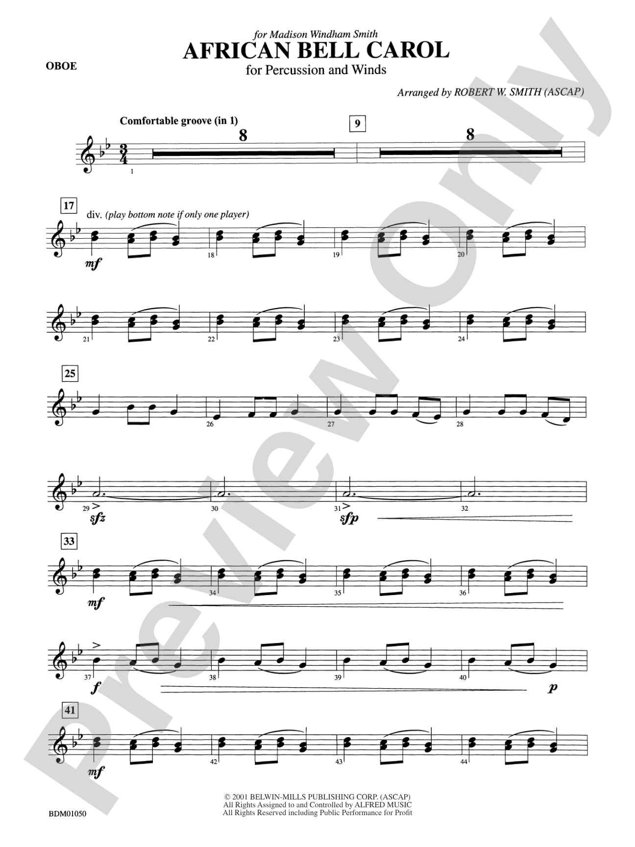 African Bell Carol (for Percussion and Winds): Oboe