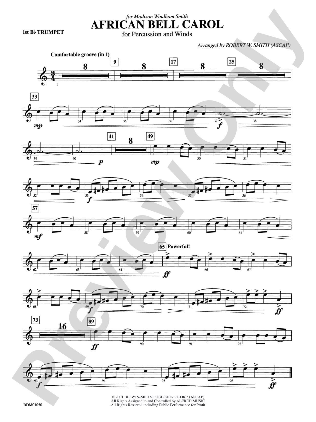 African Bell Carol (for Percussion and Winds): 1st B-flat Trumpet