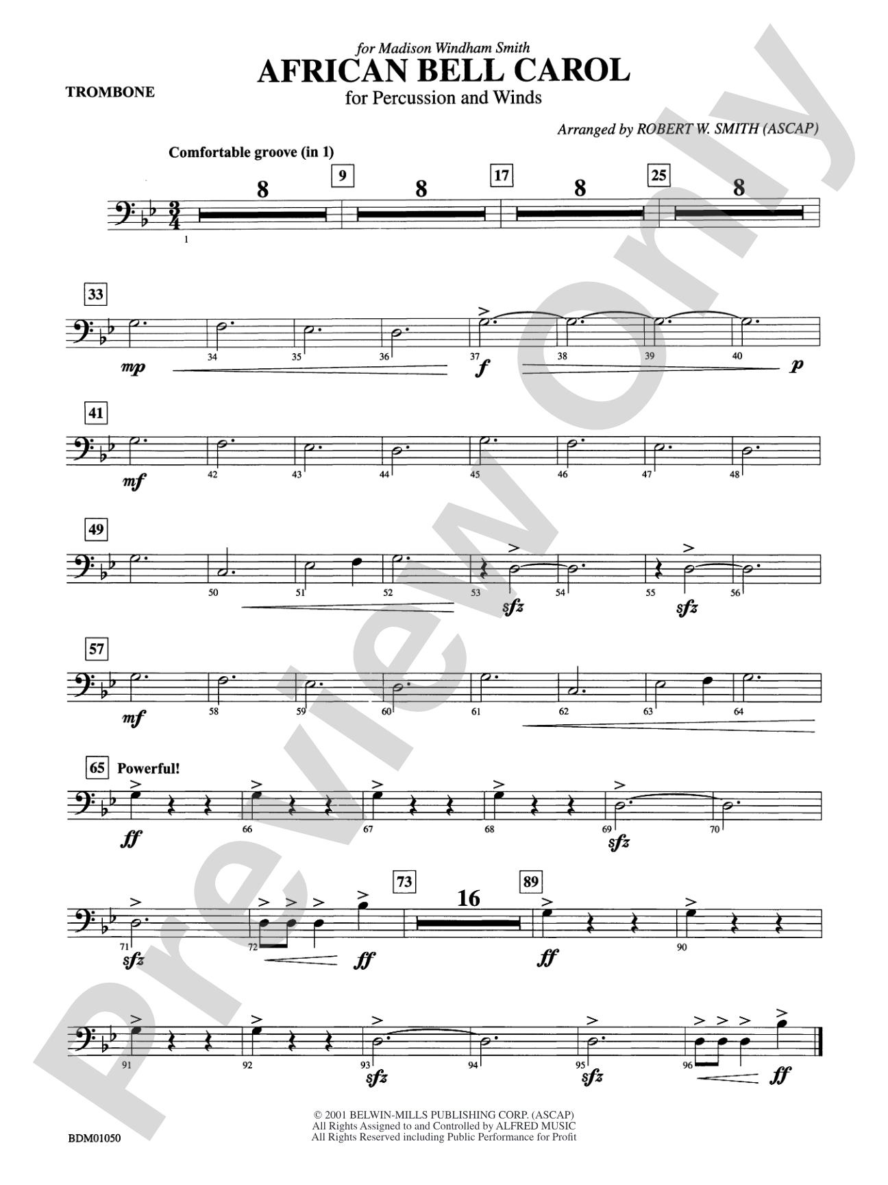 African Bell Carol (for Percussion and Winds): 1st Trombone