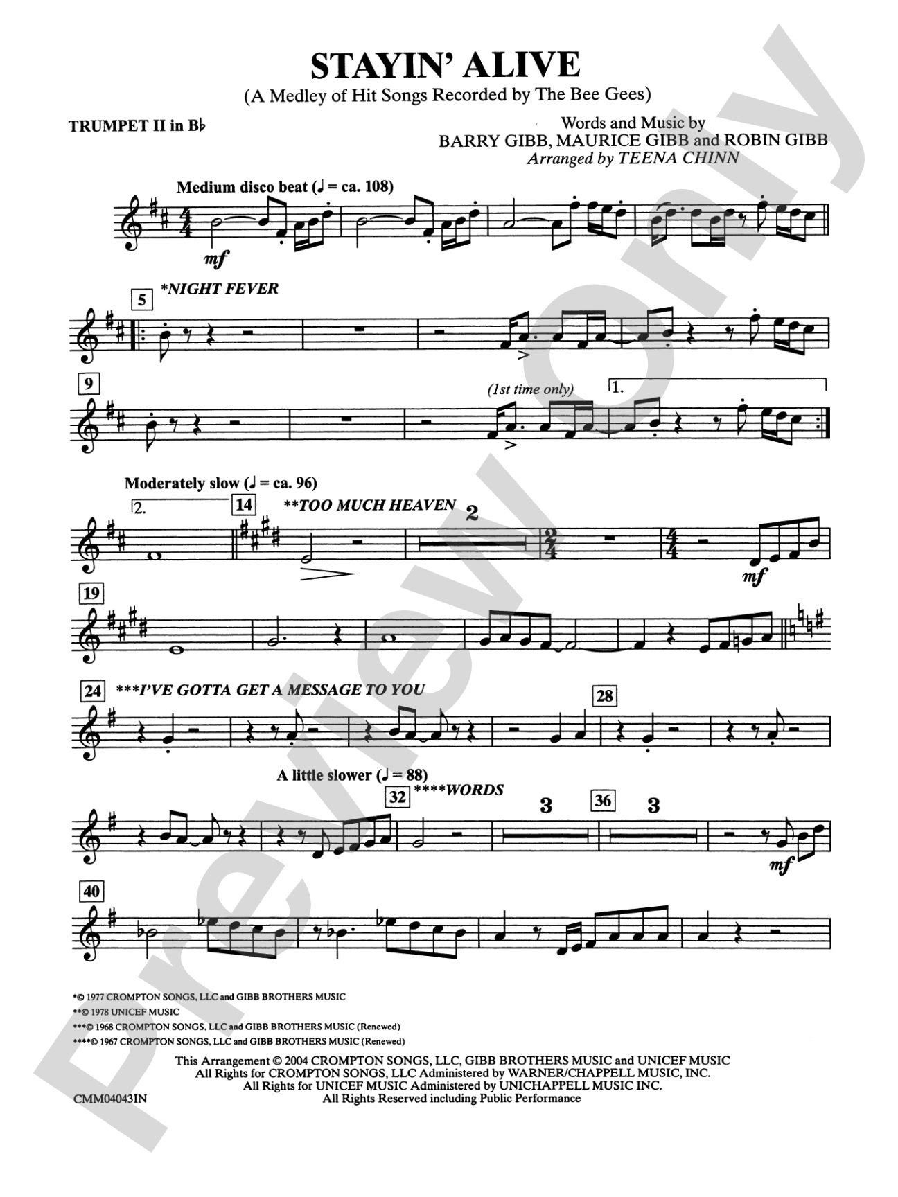Stayin' Alive: 2nd B-flat Trumpet