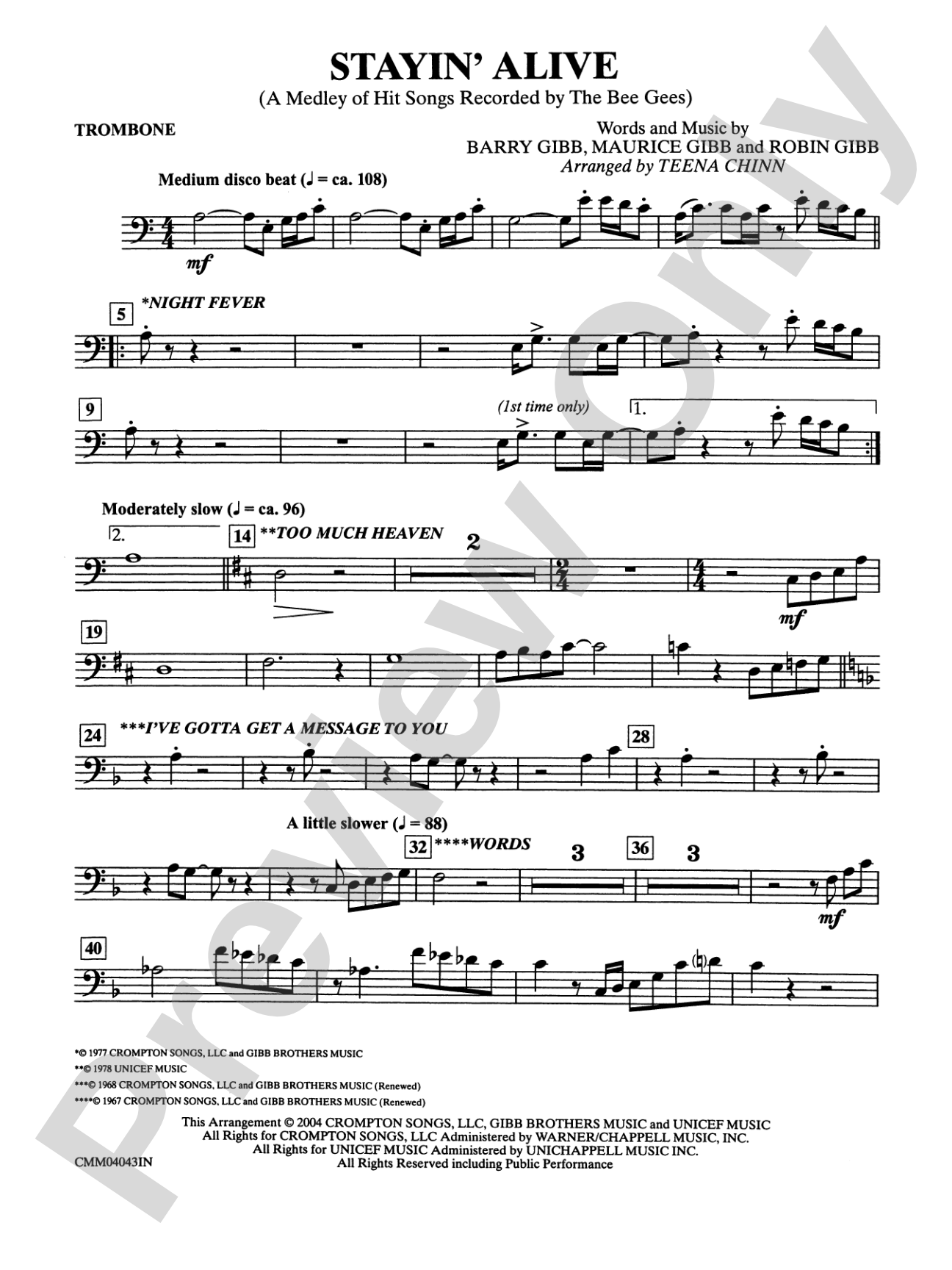 Stayin' Alive: 1st Trombone