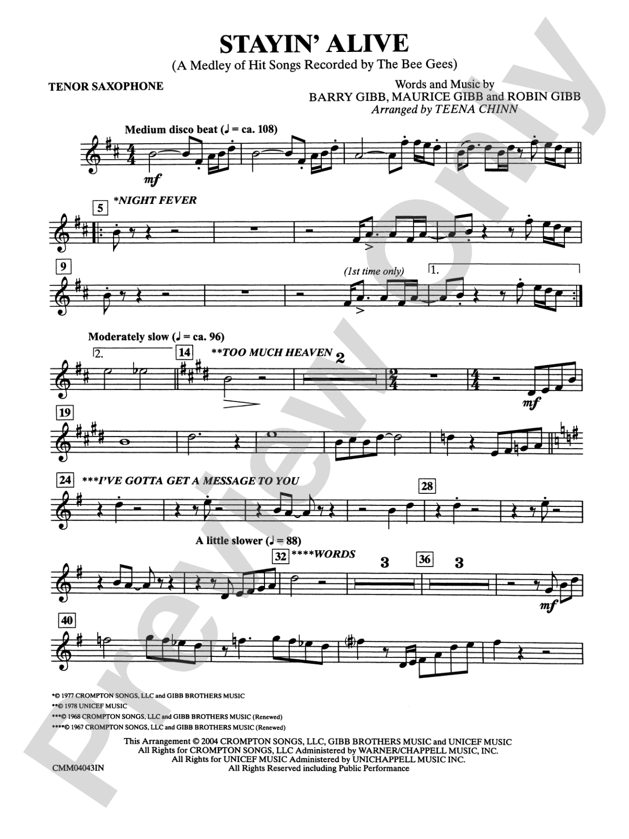 Stayin' Alive: B-flat Tenor Saxophone