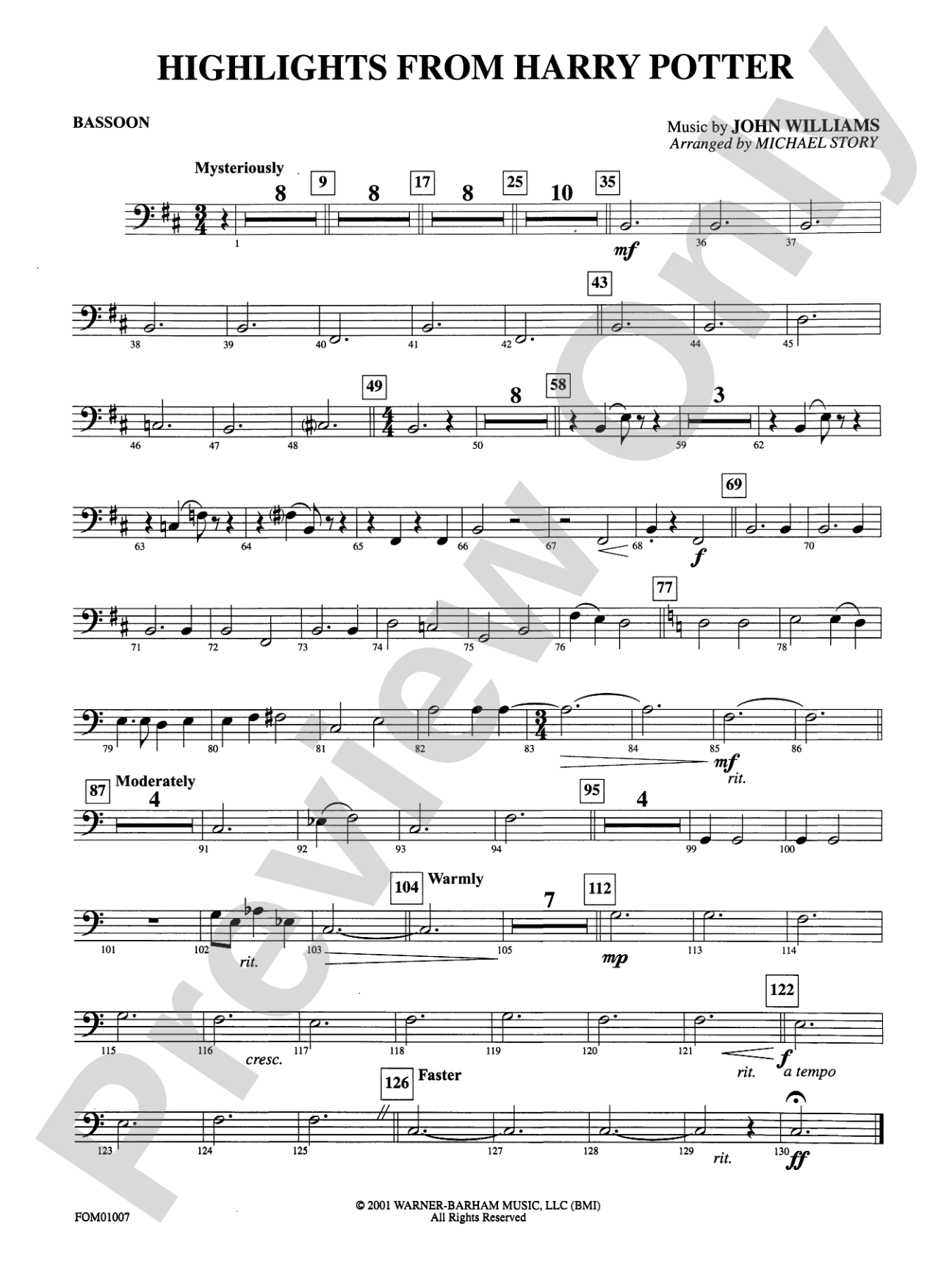 Harry Potter, Highlights from: Bassoon