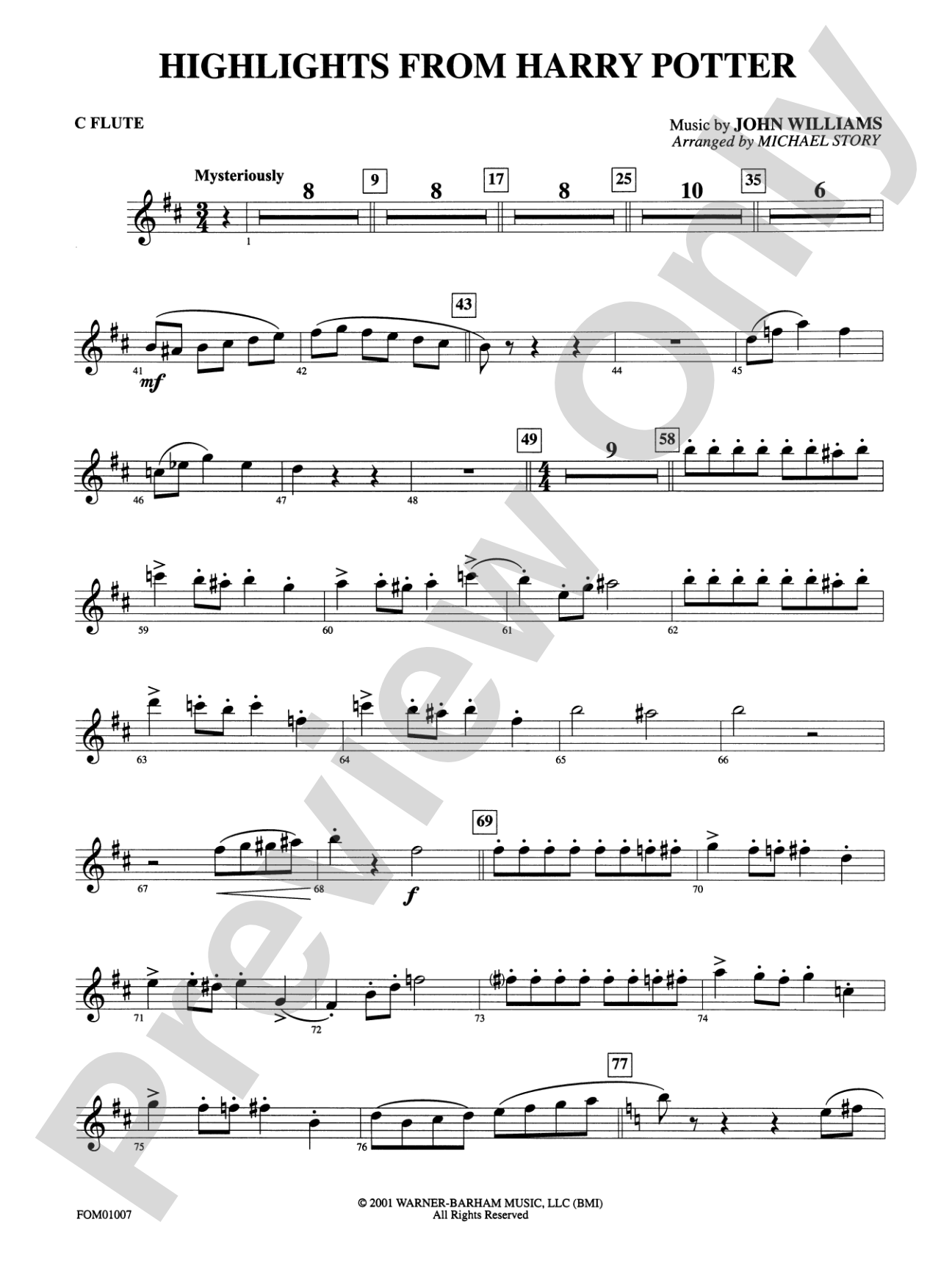 Harry Potter, Highlights from: Flute