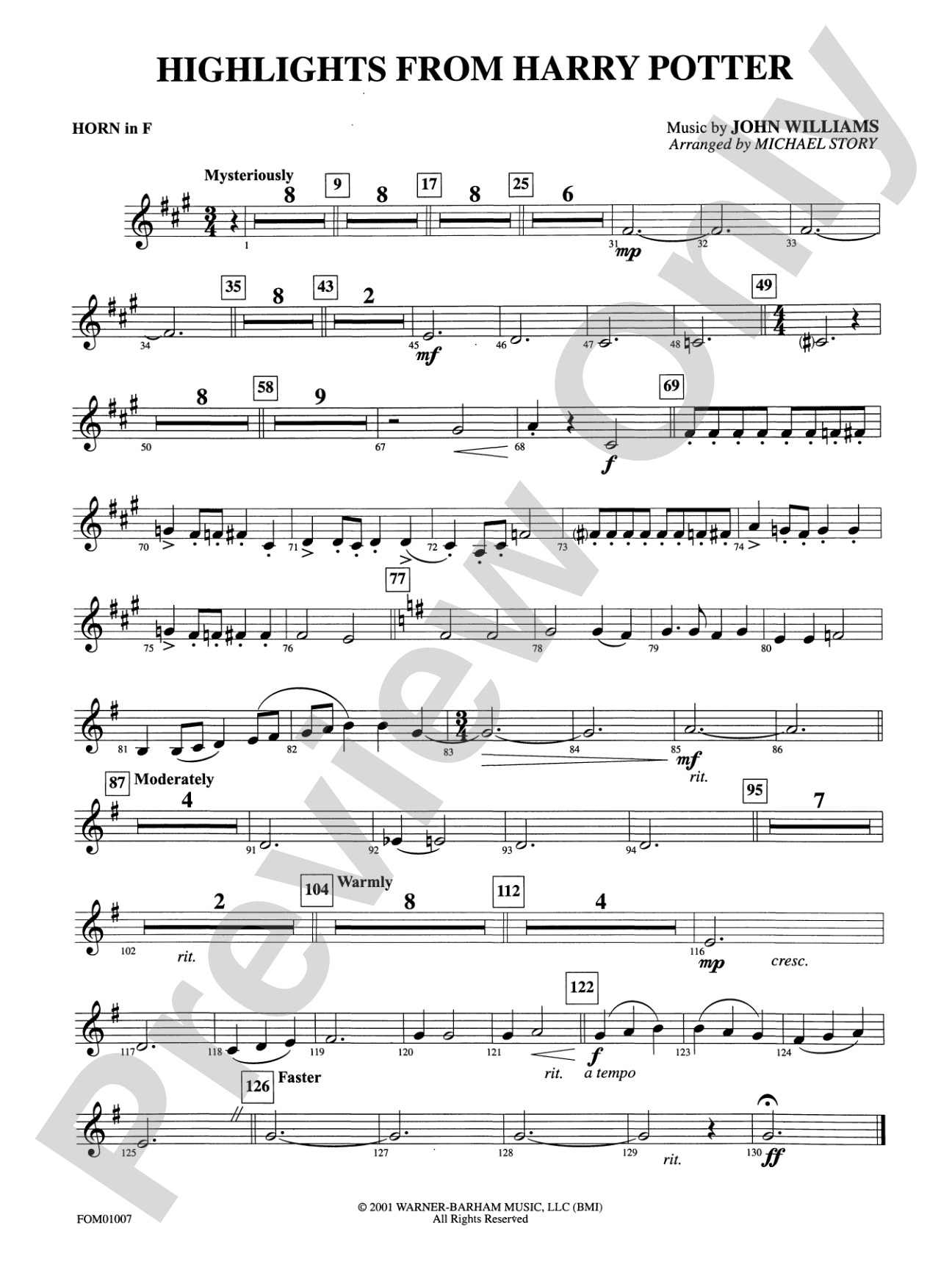 Harry Potter, Highlights from: 1st F Horn