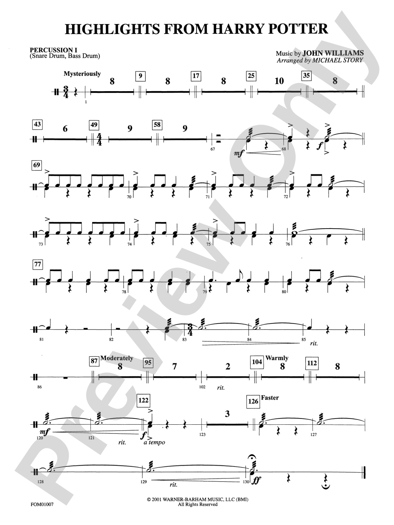 Harry Potter, Highlights from: 1st Percussion