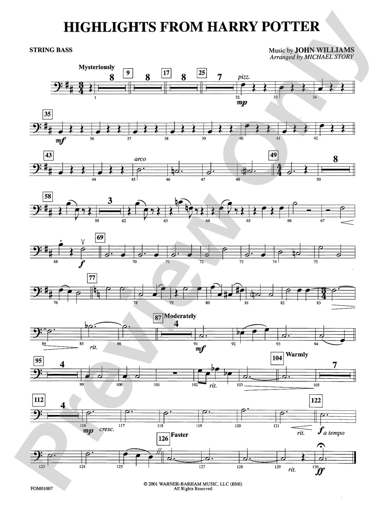 Harry Potter, Highlights from: String Bass