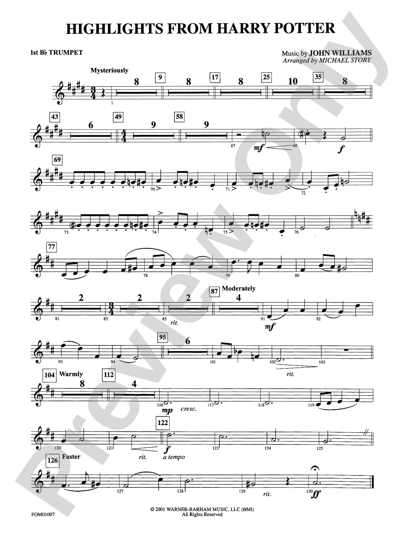 Harry Potter, Highlights from: 1st B-flat Trumpet